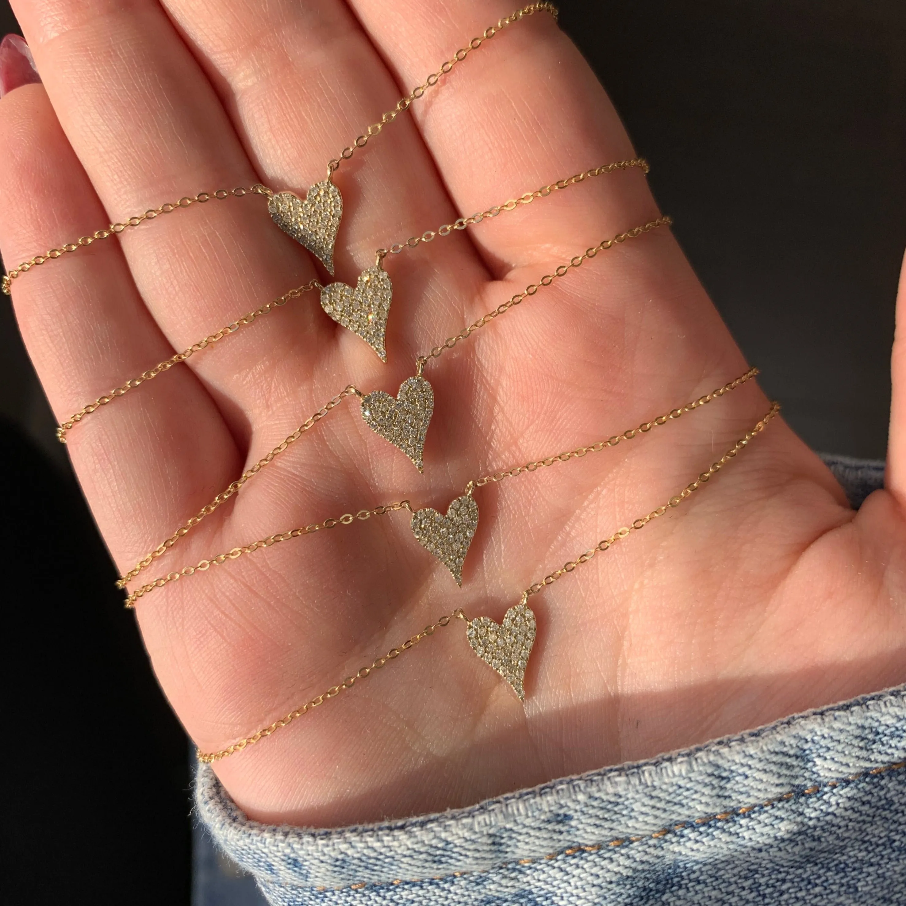 10K Gold Diamond Pave Heart Necklace