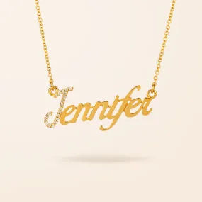 14K Gold Diamond First Letter Name Necklace