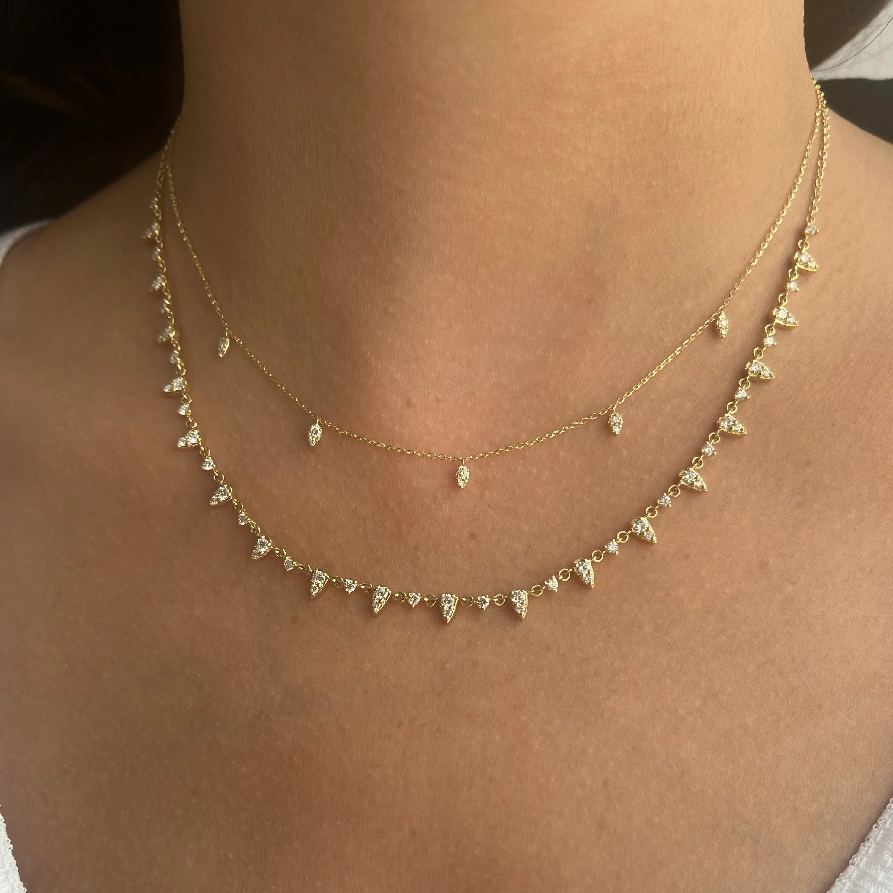 14K Gold Diamond Teardrop Necklace