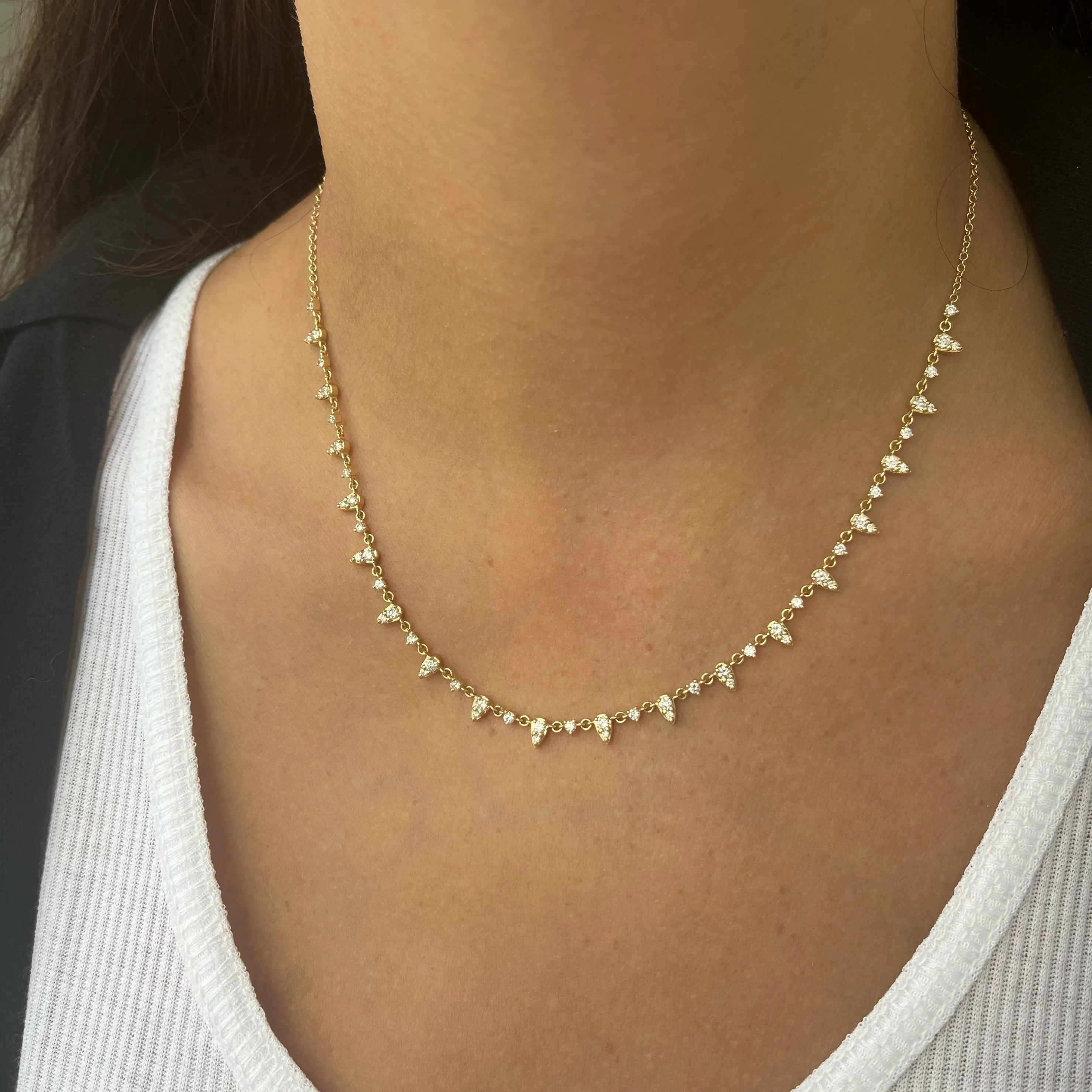 14K Gold Diamond Teardrop Necklace