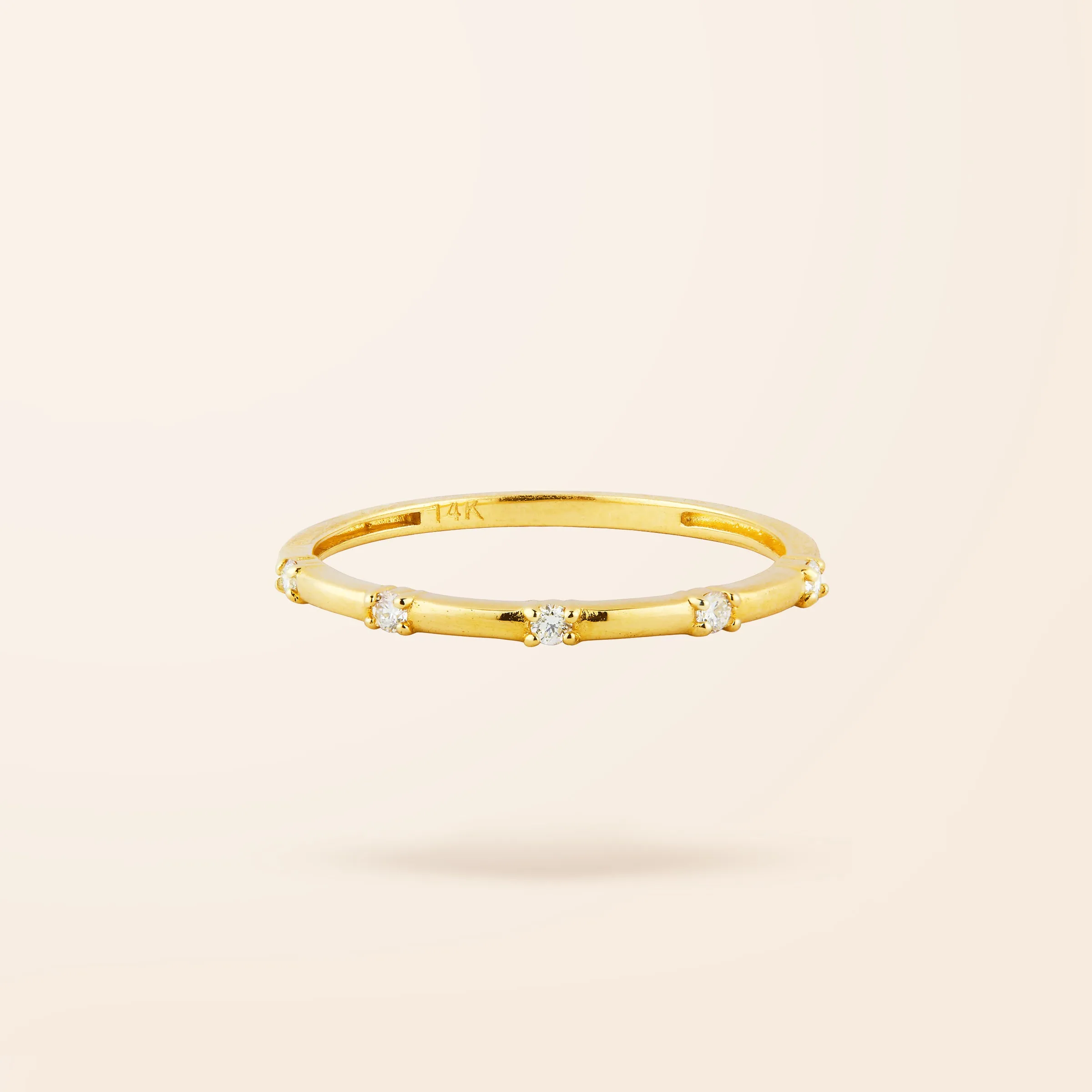 14K Gold Five Diamond Ring