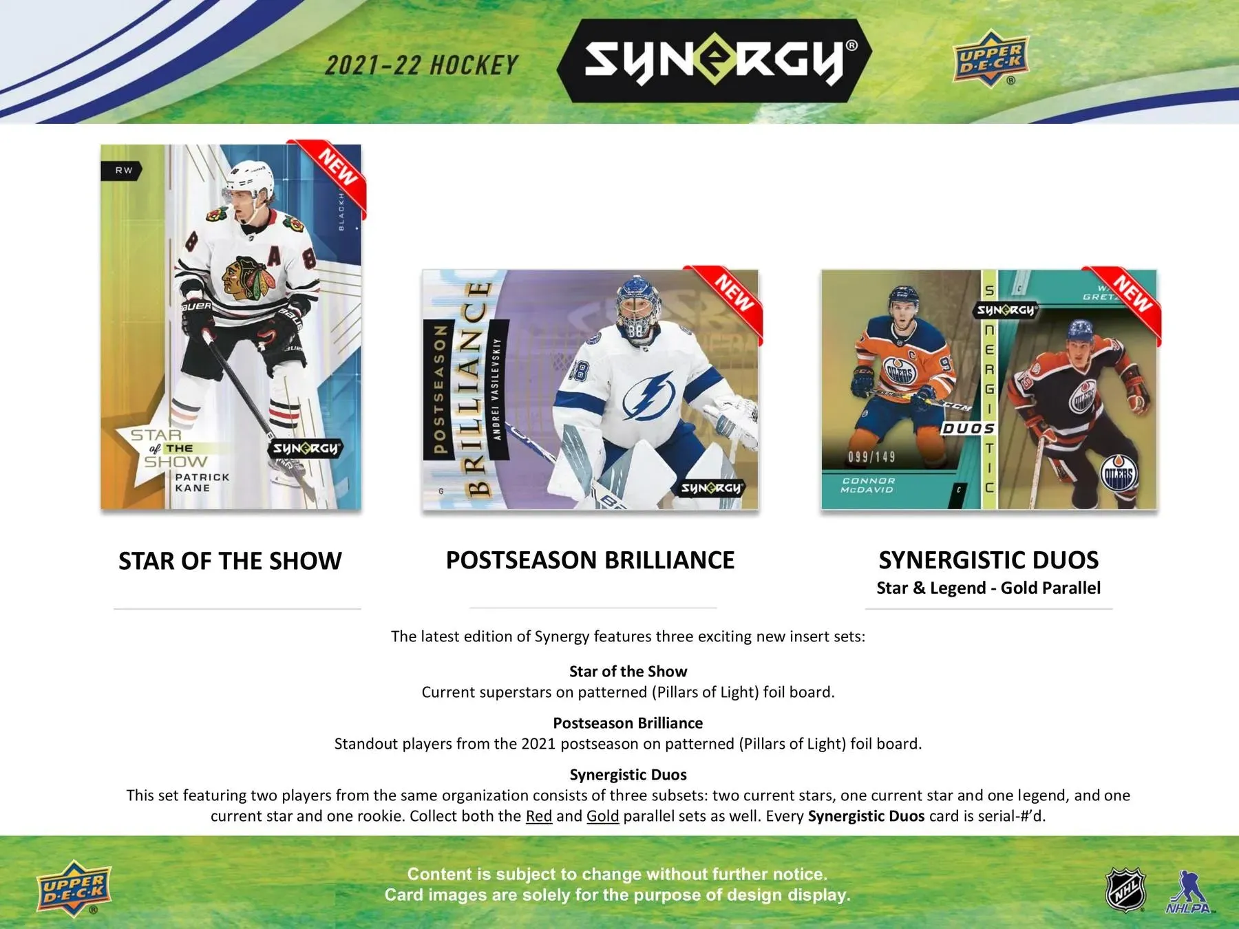 2021/22 Upper Deck Synergy Hockey Hobby Box 8 Packs Per Box, 3 Cards Per Pack