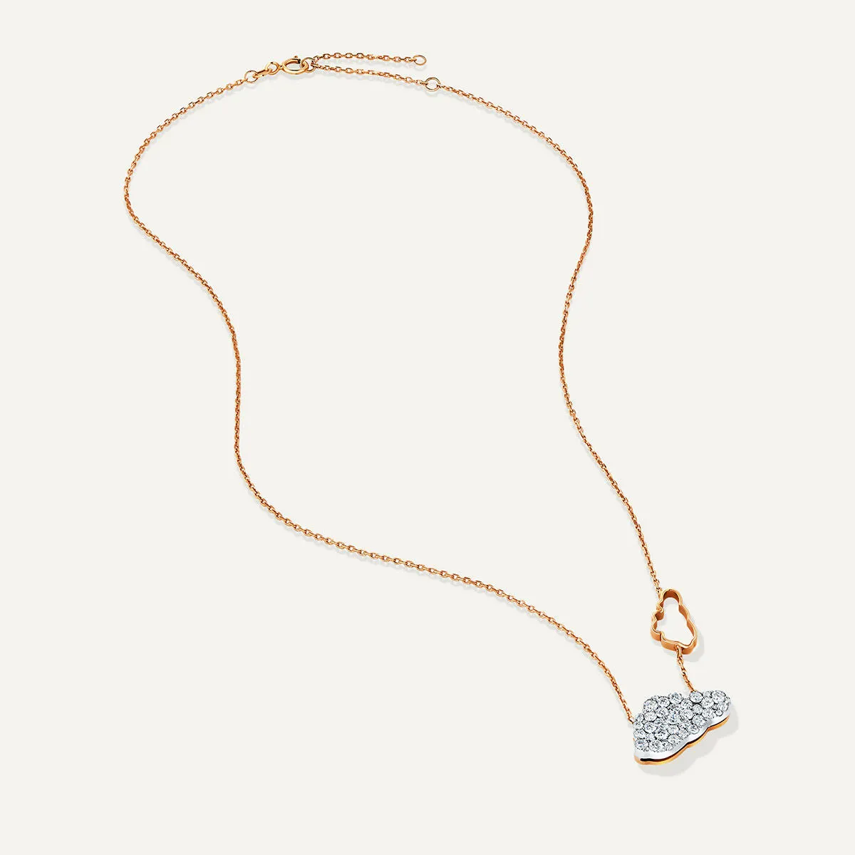 Allusia Love Double Cloud 18K Rosegold Necklace w. Diamonds