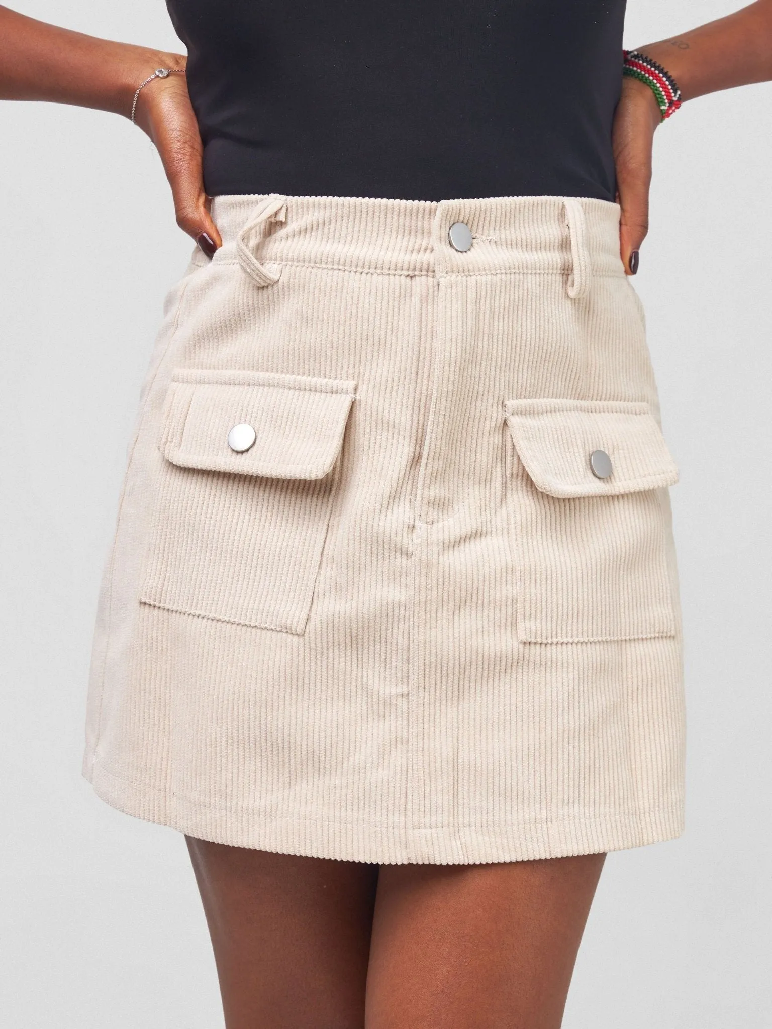 Anika Corduroy Chic Skort - Beige