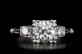 Art Deco 0.90 Carat Old European Diamond Engagement Ring