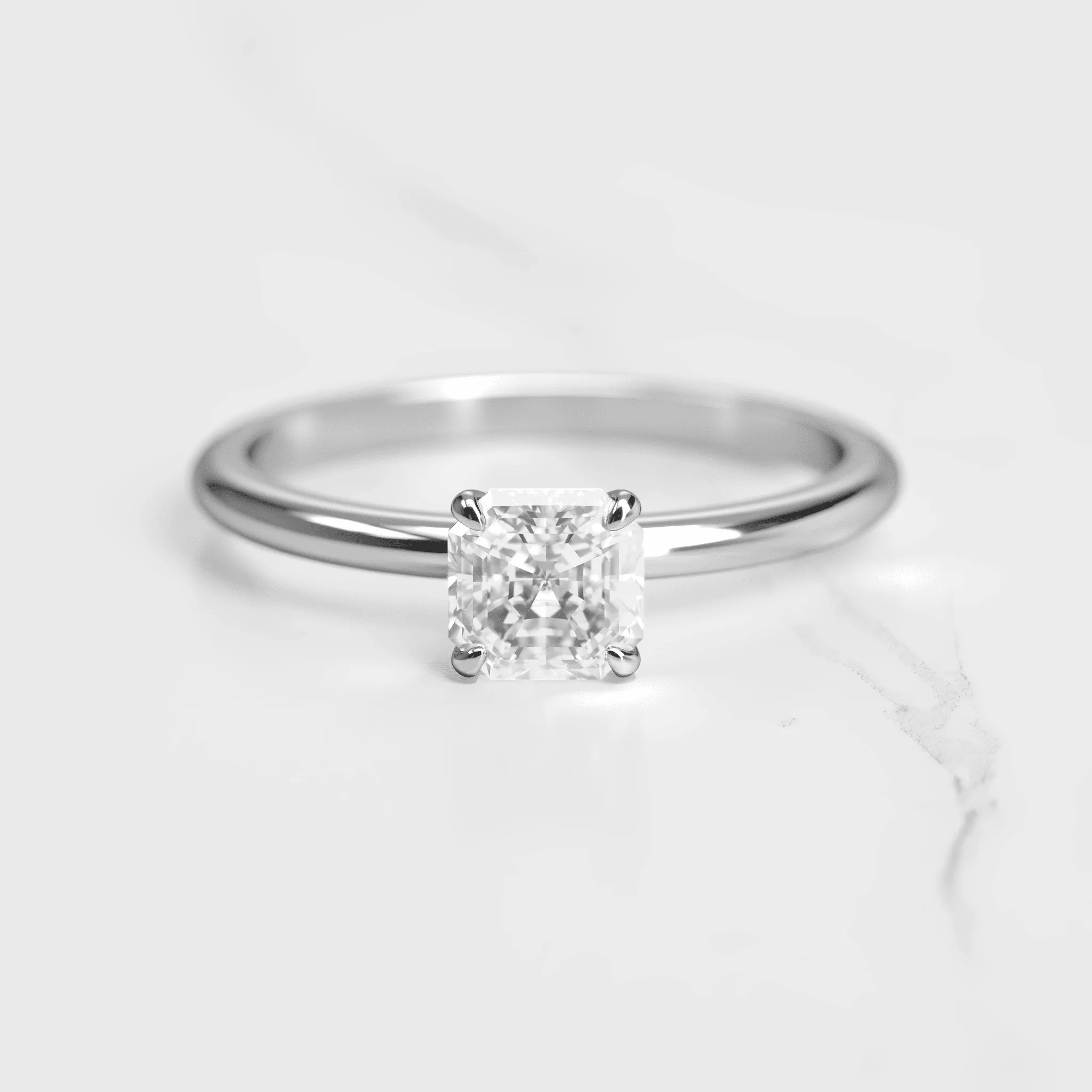 Asscher Solitaire Diamond Ring