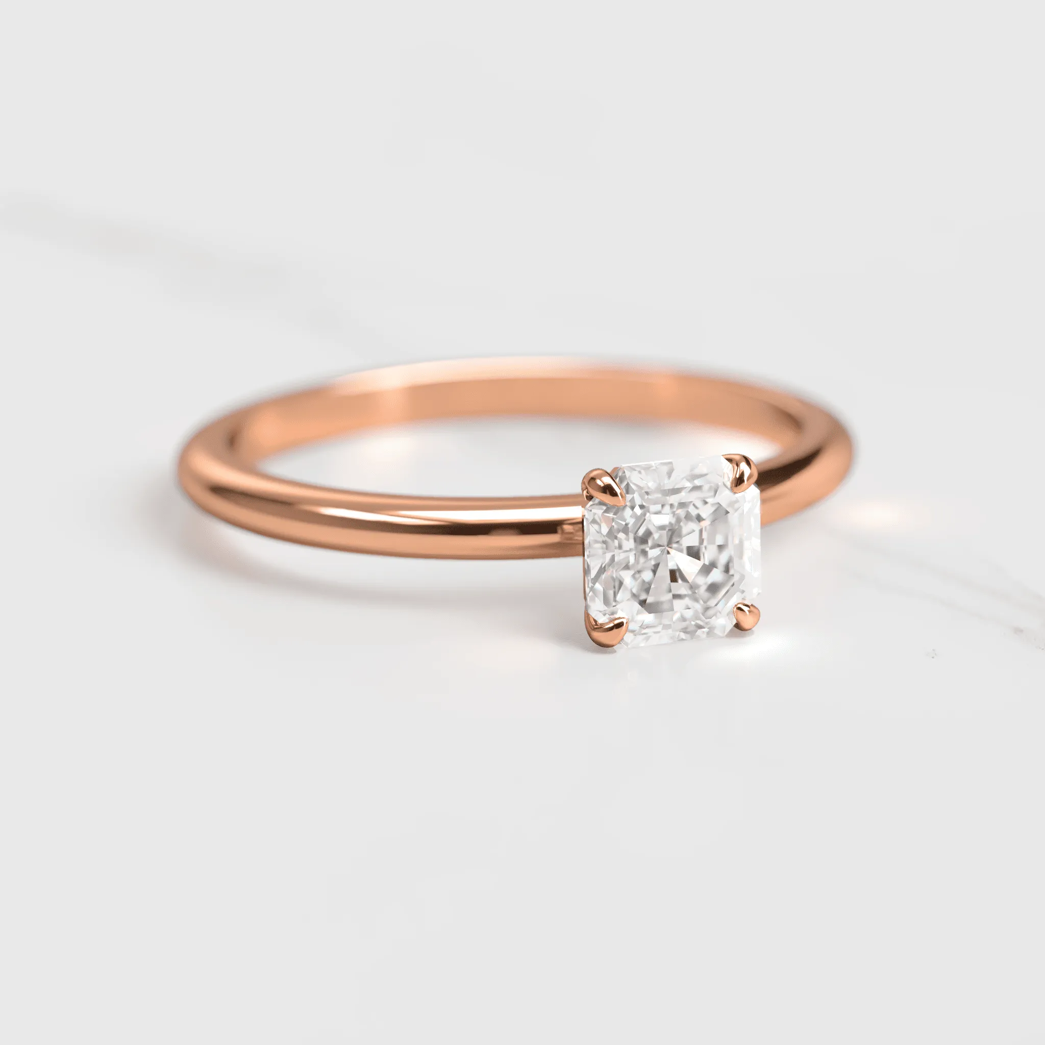 Asscher Solitaire Diamond Ring