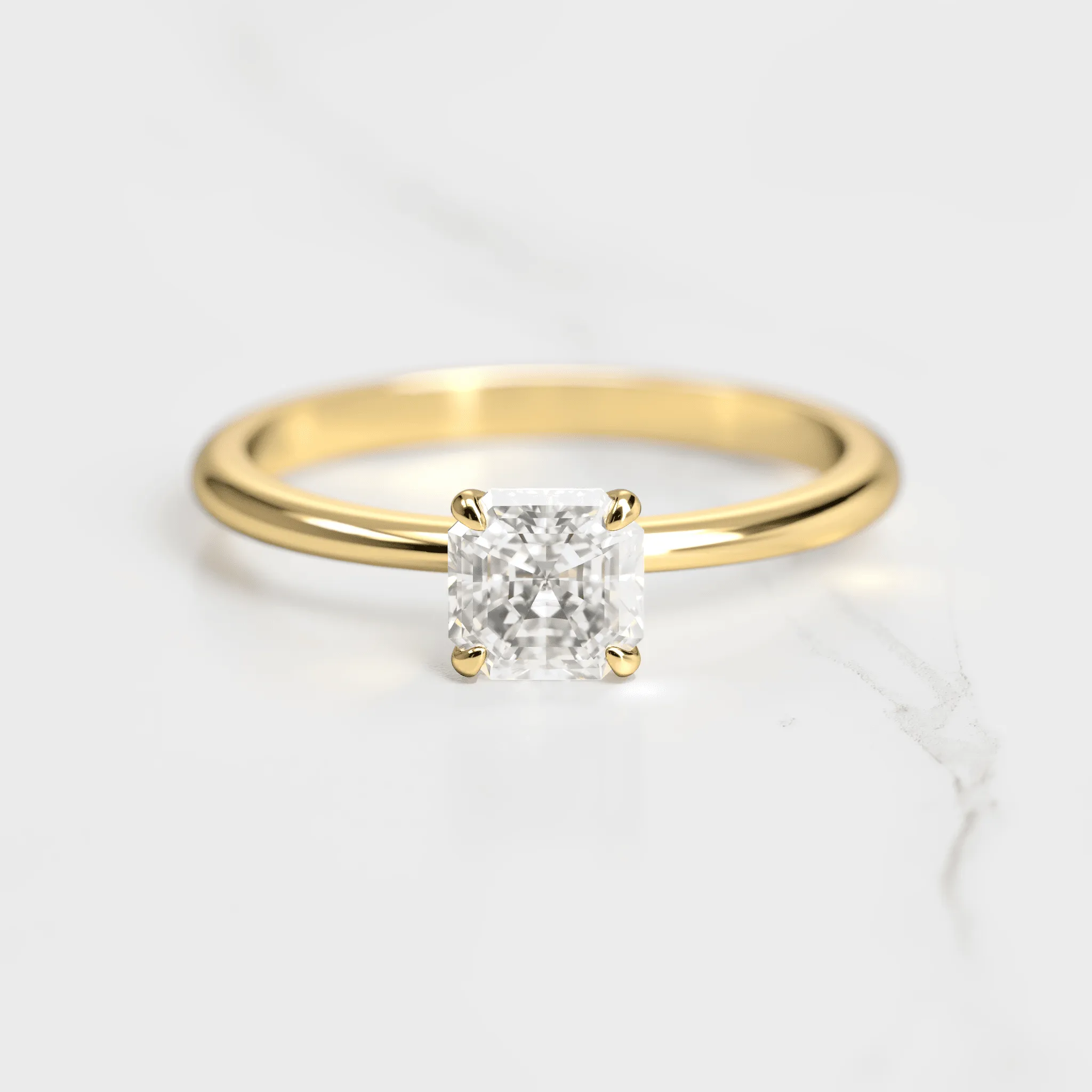 Asscher Tapered Solitaire Diamond Ring