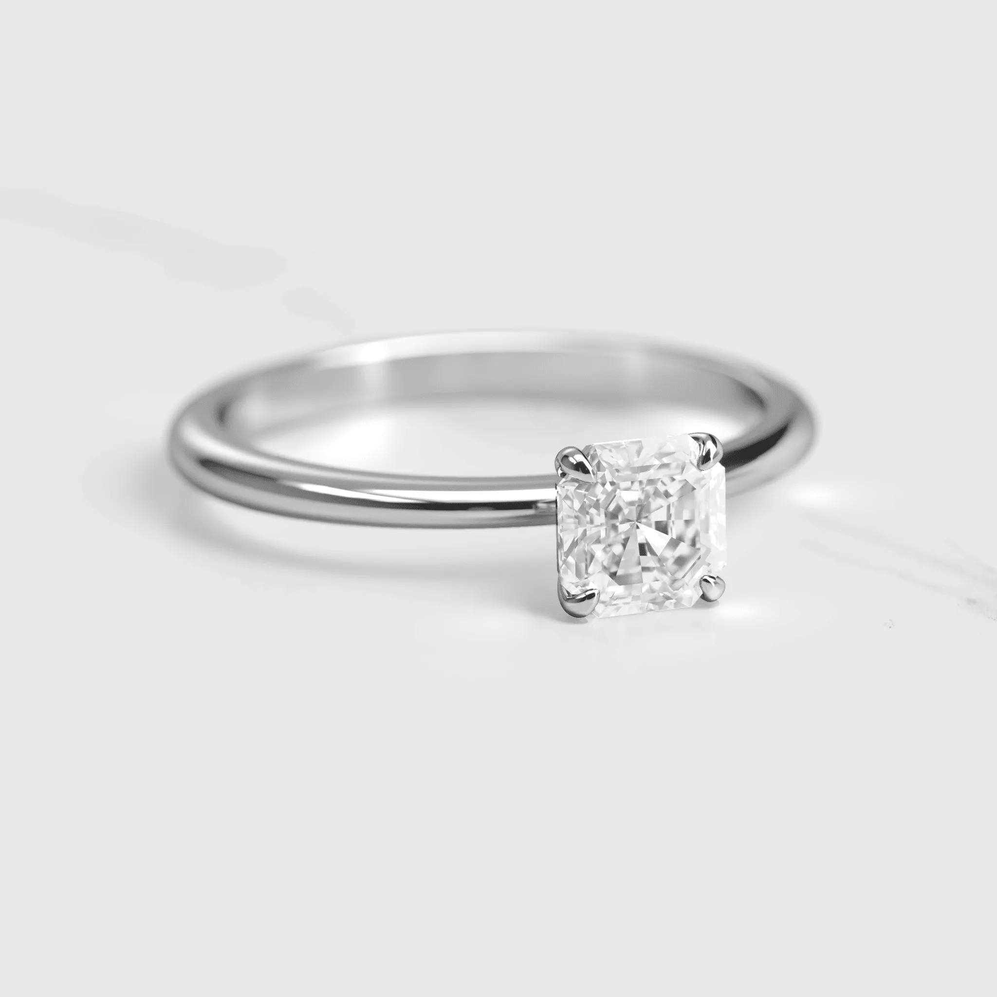 Asscher Tapered Solitaire Diamond Ring