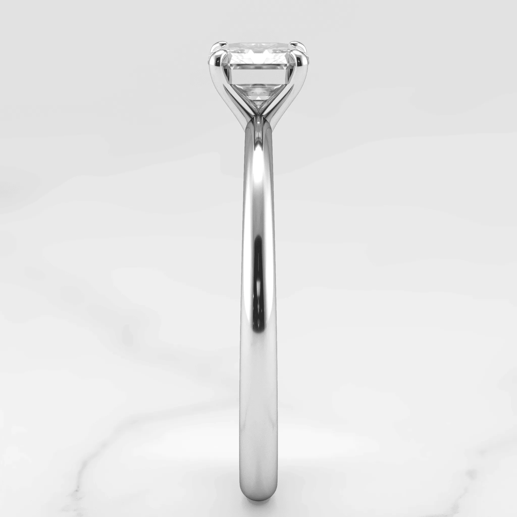 Asscher Tapered Solitaire Diamond Ring