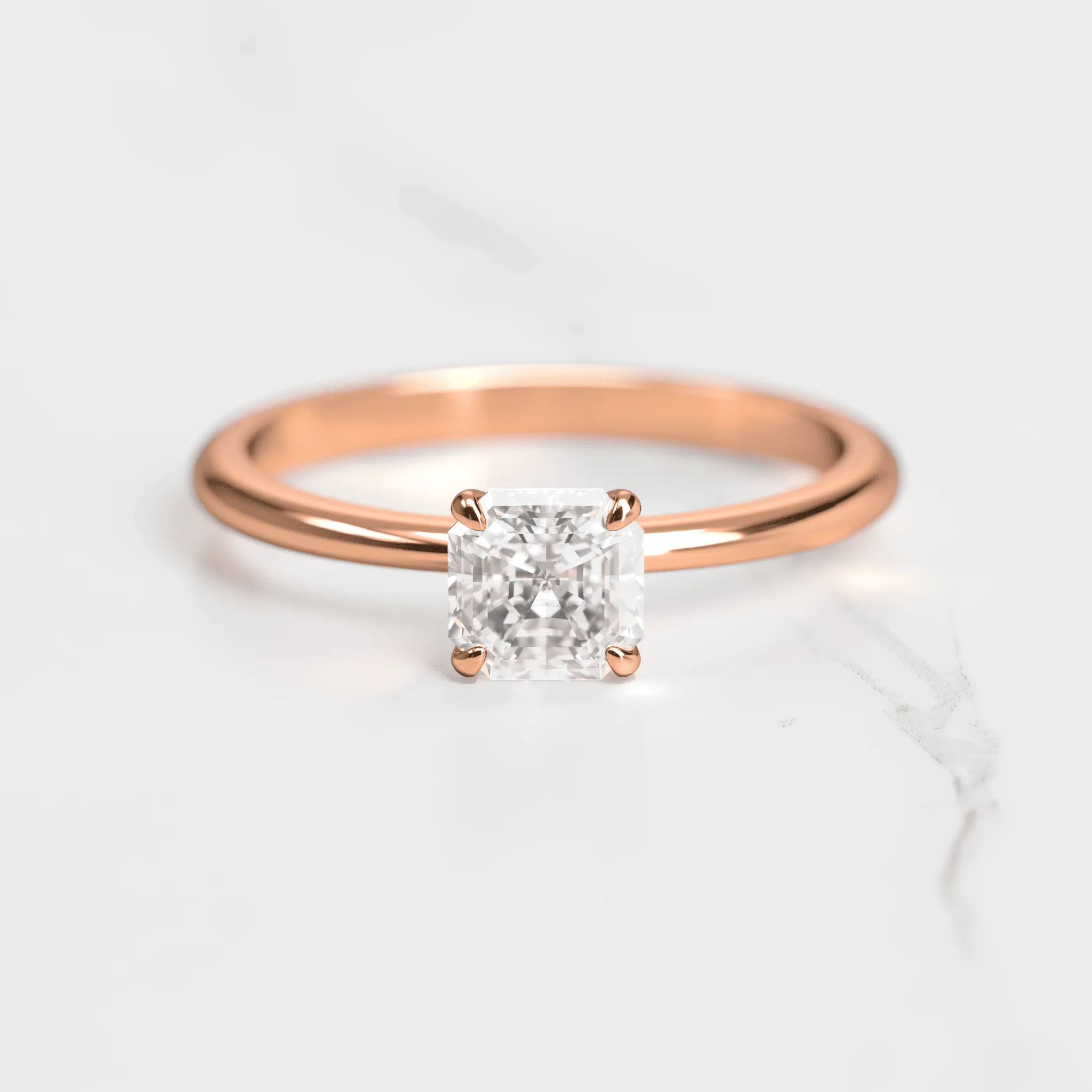 Asscher Tapered Solitaire Diamond Ring