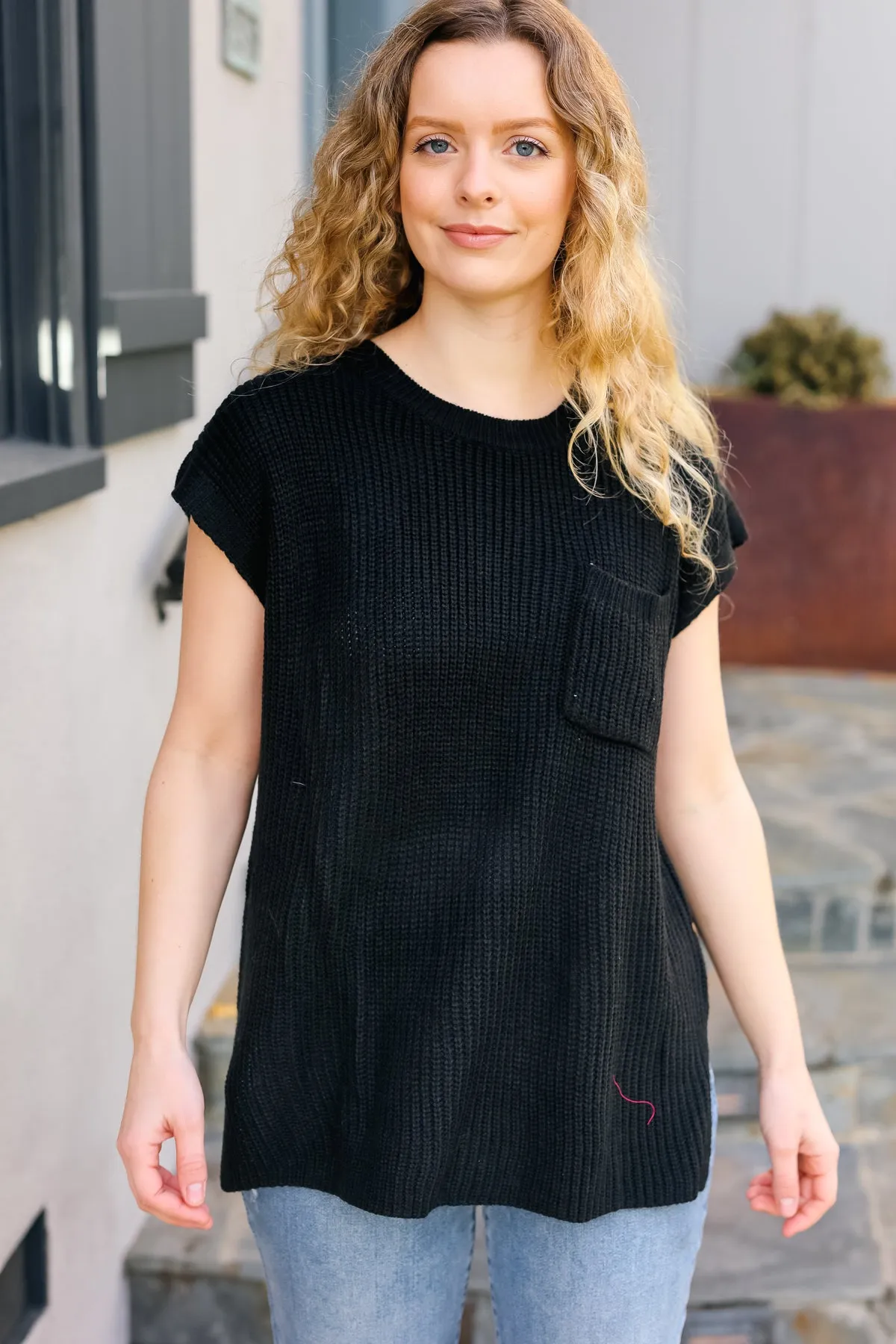 Best In Bold Black Dolman Ribbed Knit Sweater Top