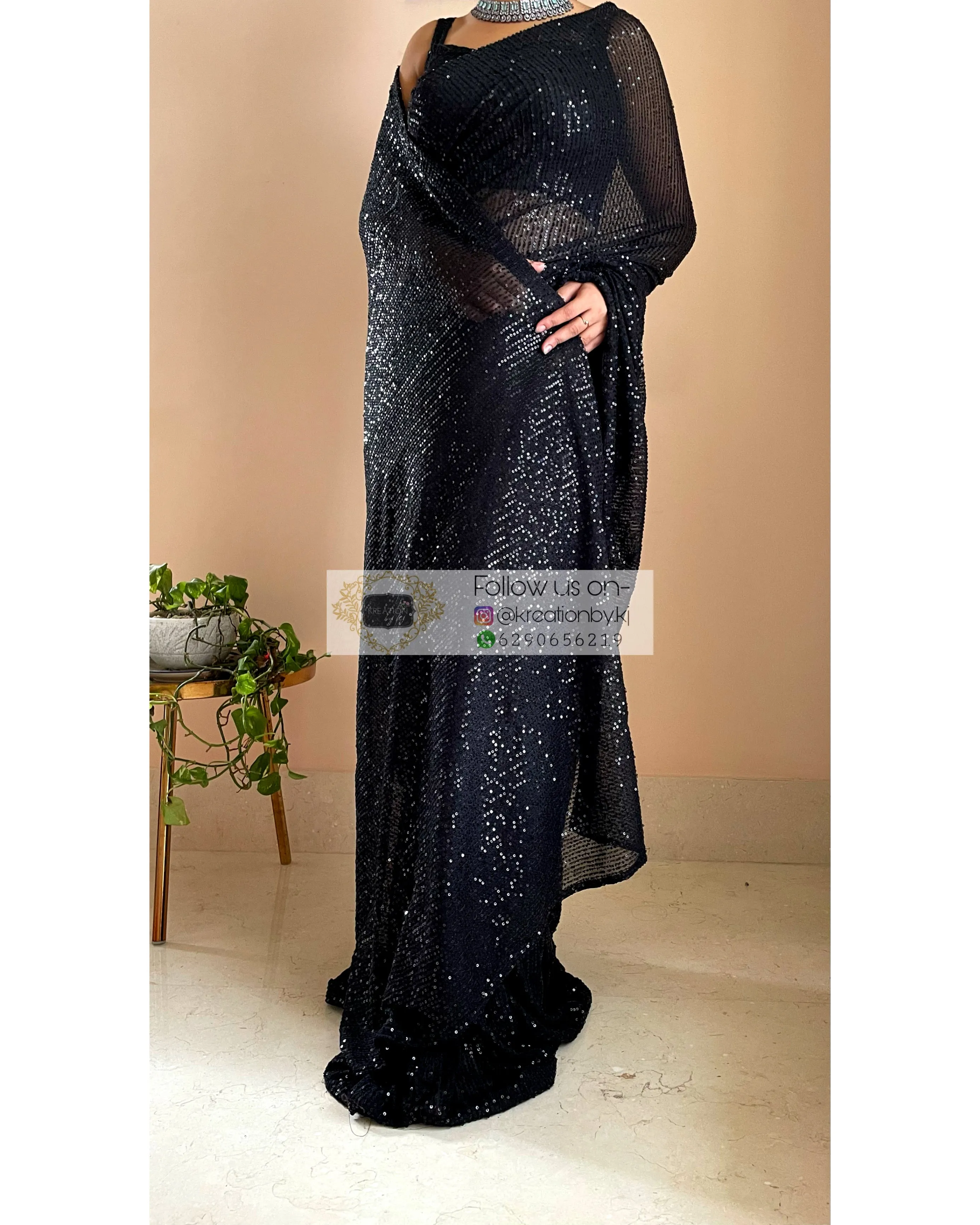 Black Sequins Saree