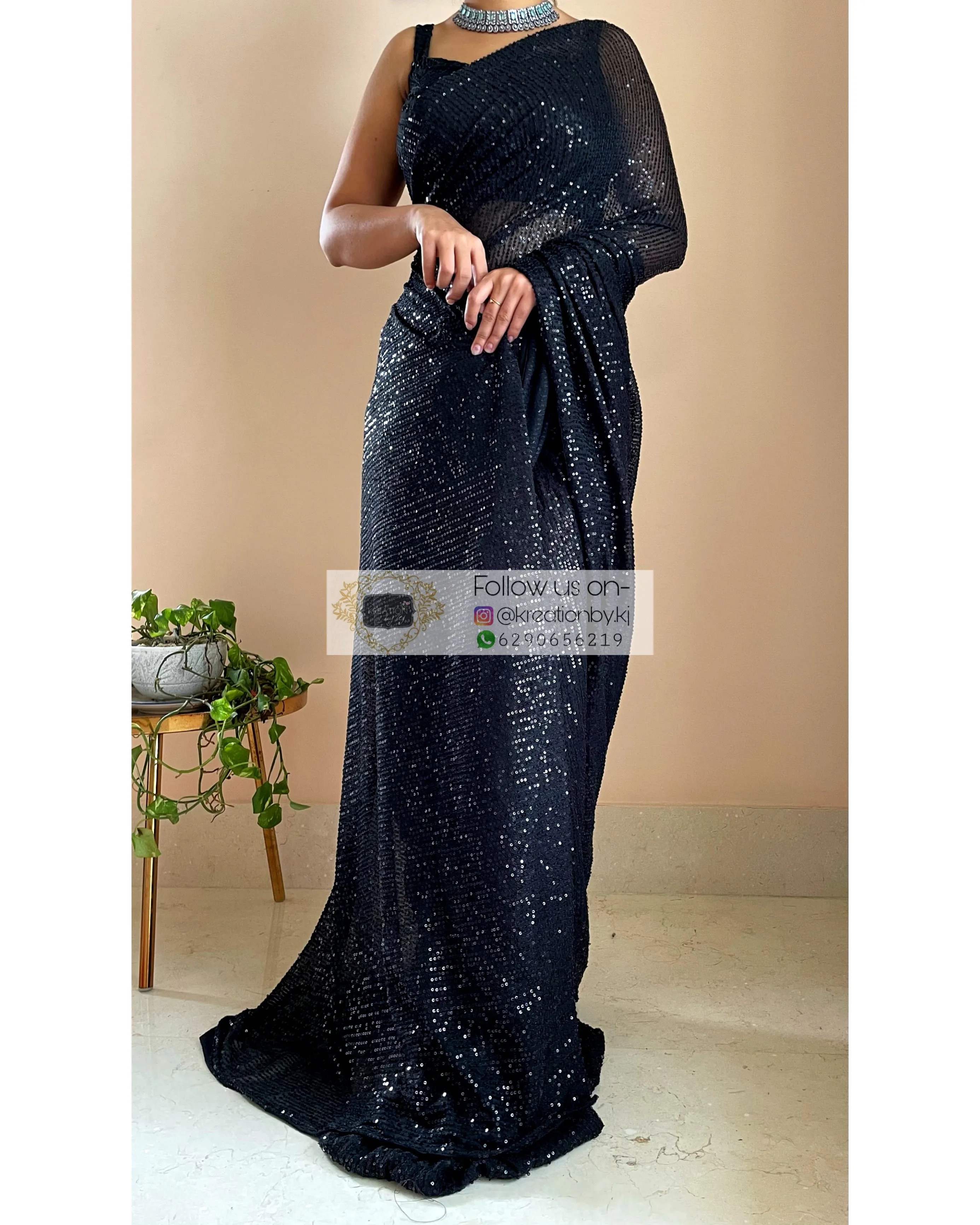 Black Sequins Saree