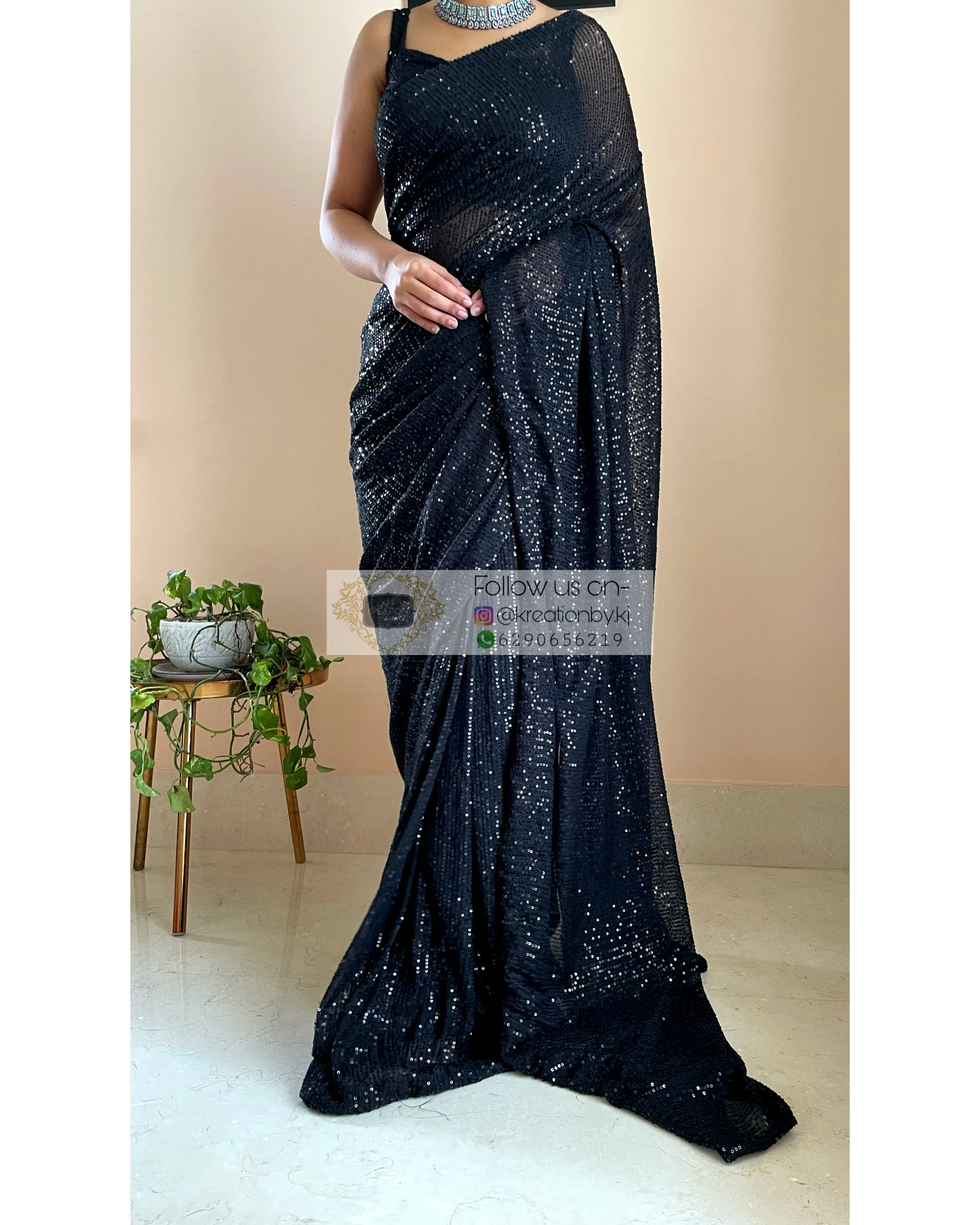 Black Sequins Saree