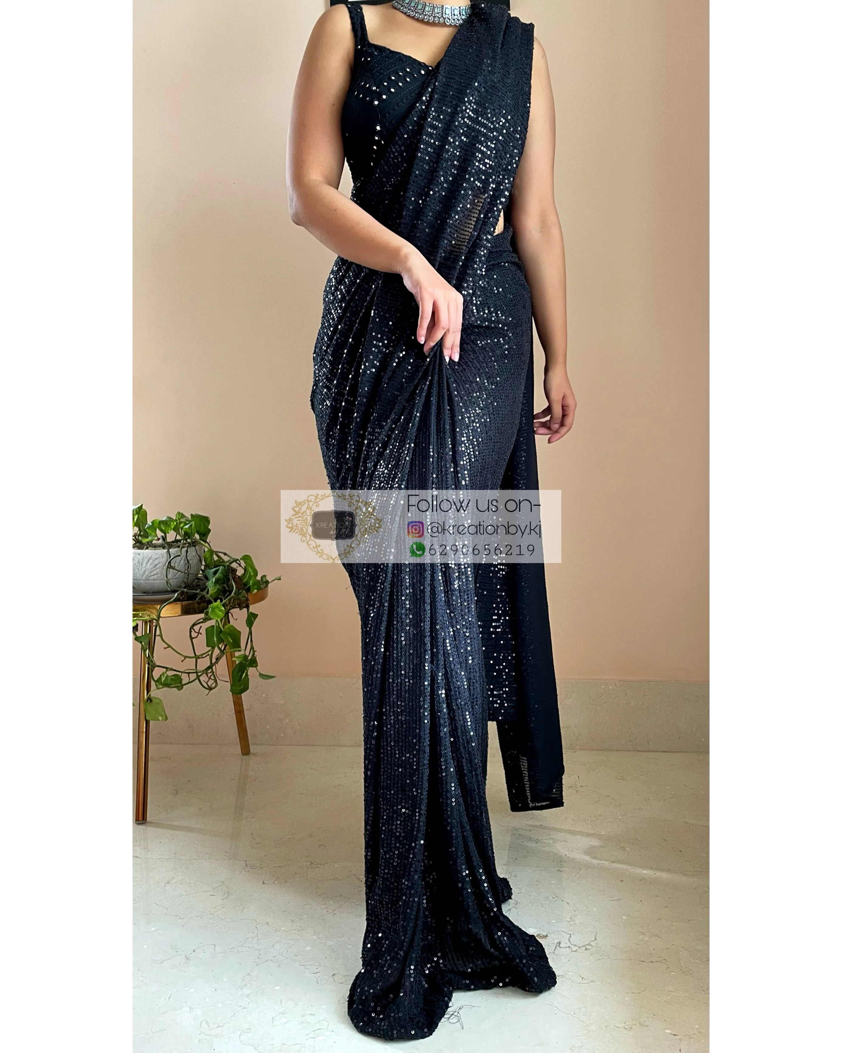 Black Sequins Saree