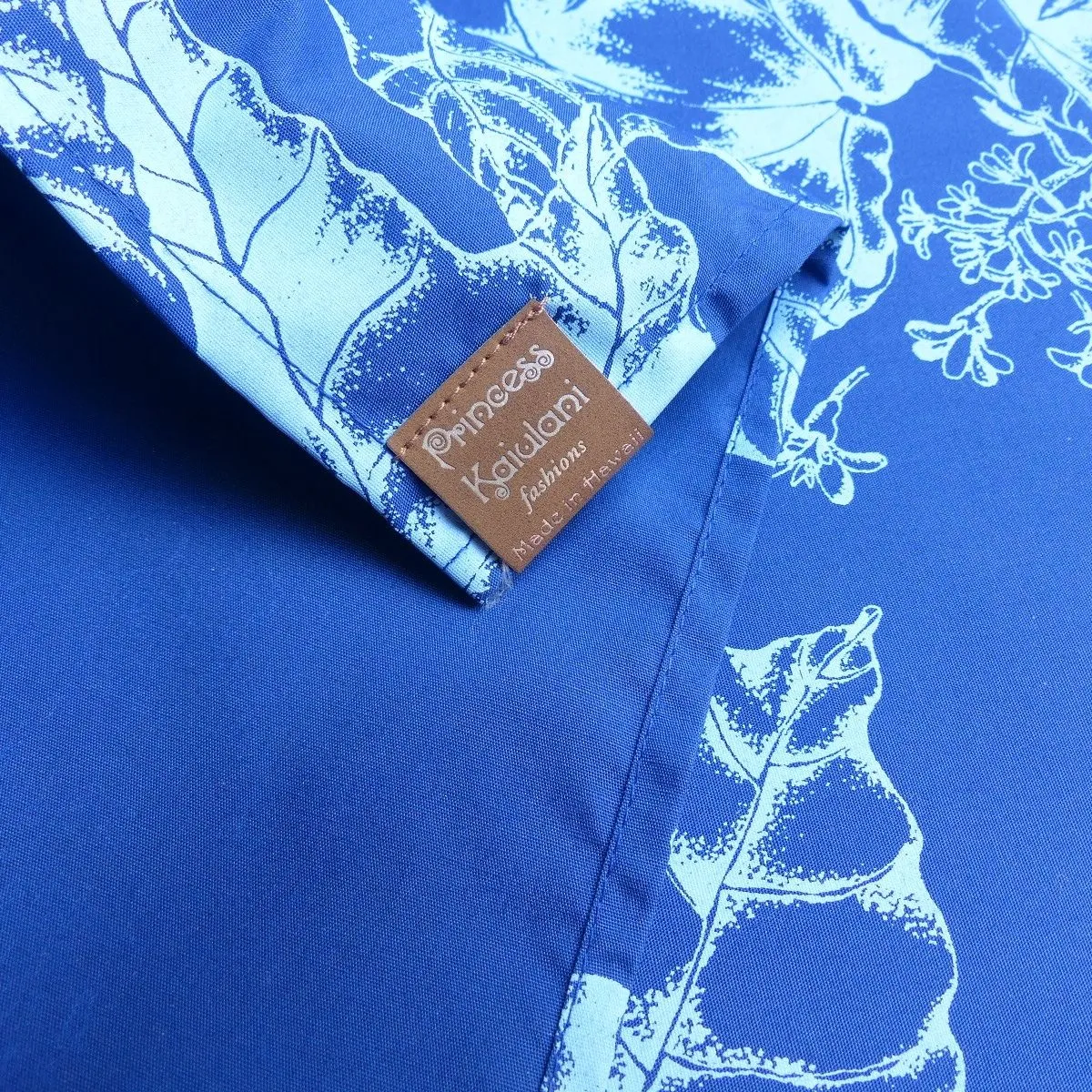 Blue Kukui Leaf Print Vintage Print Fashion Brand Fabric Wrapping