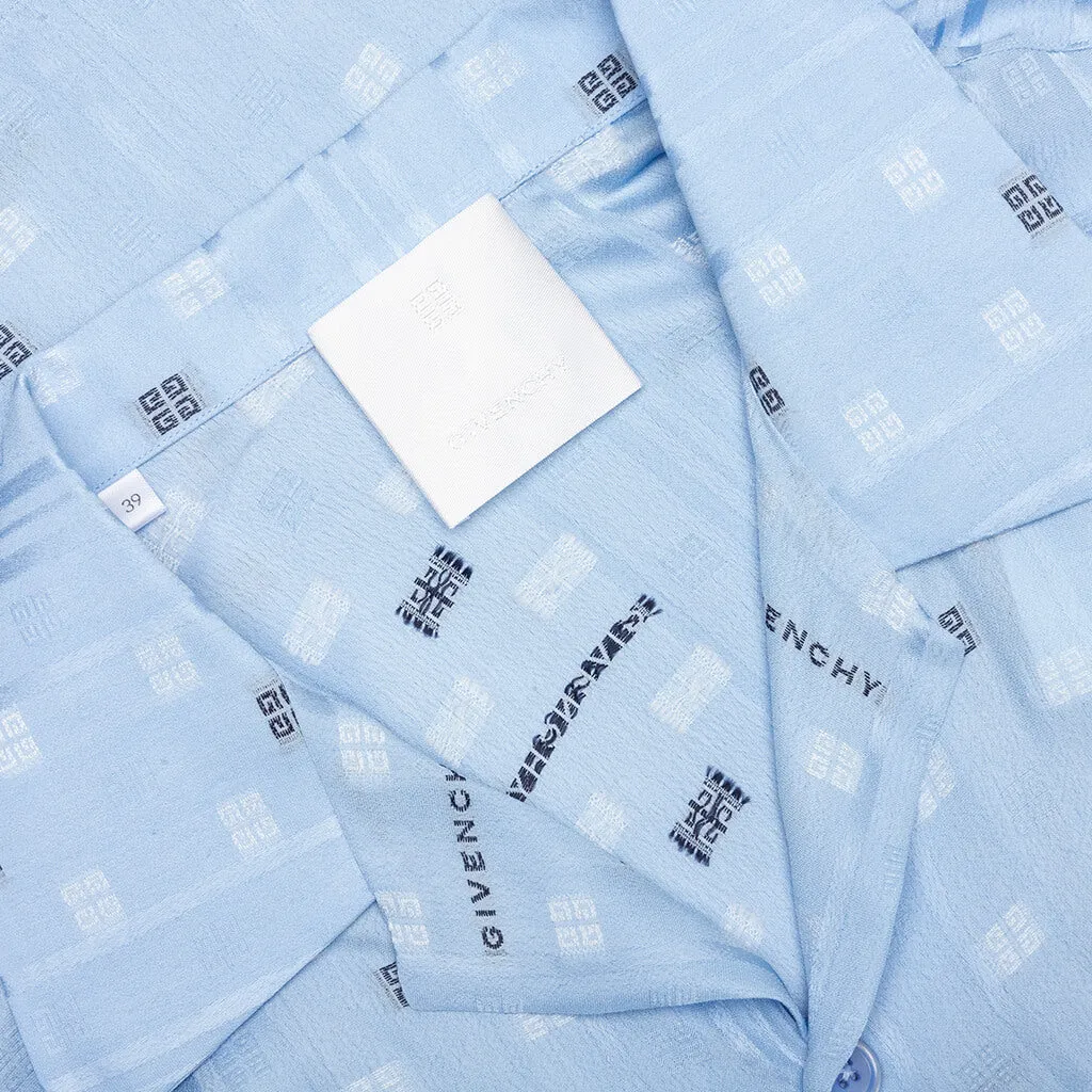 Boxy Fit Shirt w/ Hawaiian Collar - Navy/Light Blue