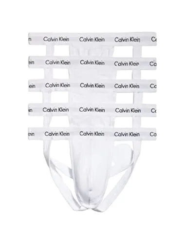 Calvin Klein Men's Cotton Stretch 5-Pack Jock Strap, 5 White, M