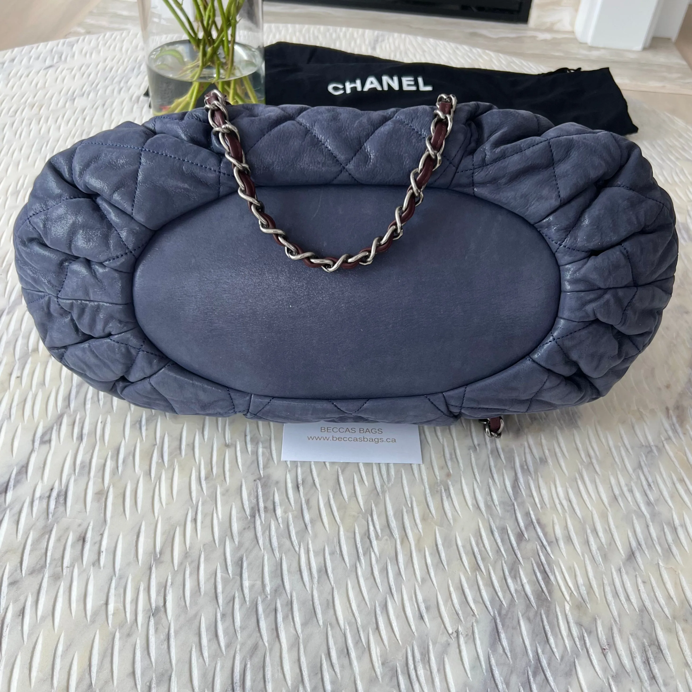 Chanel Iridescent Calfskin Quilted In The Mix Tote Navy