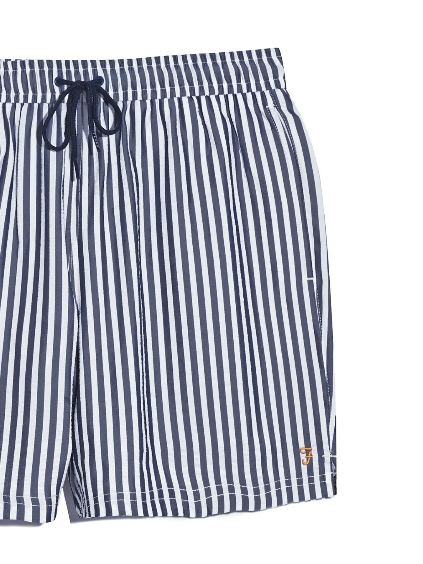 Colbert Stripe Seersucker Swim In True Navy