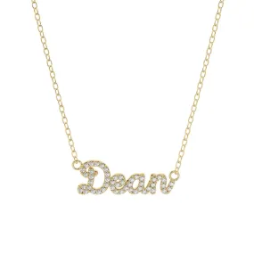 Custom Pave Script Name Necklace | 10k Yellow Gold