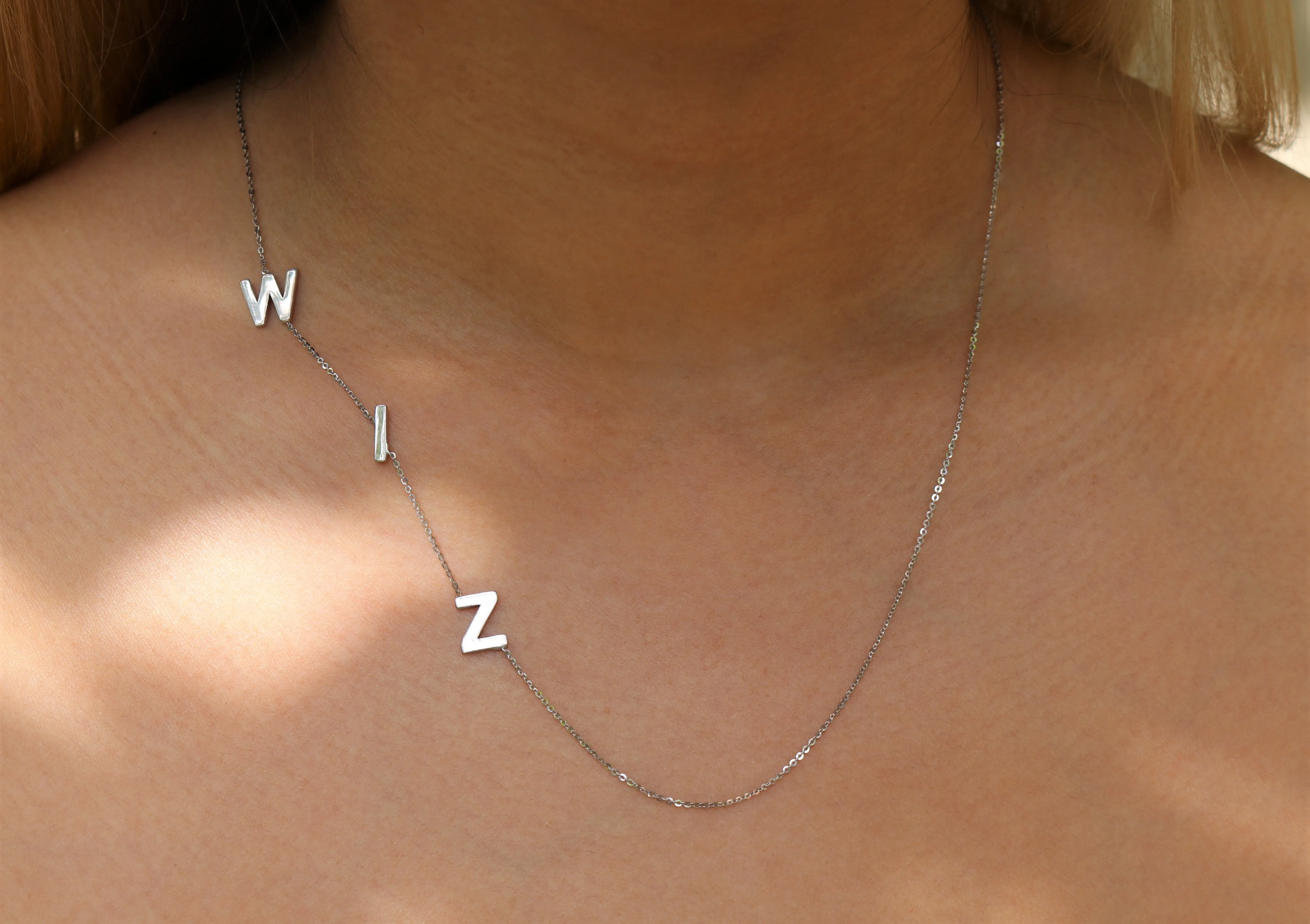 Custom Sideways Initials Necklace