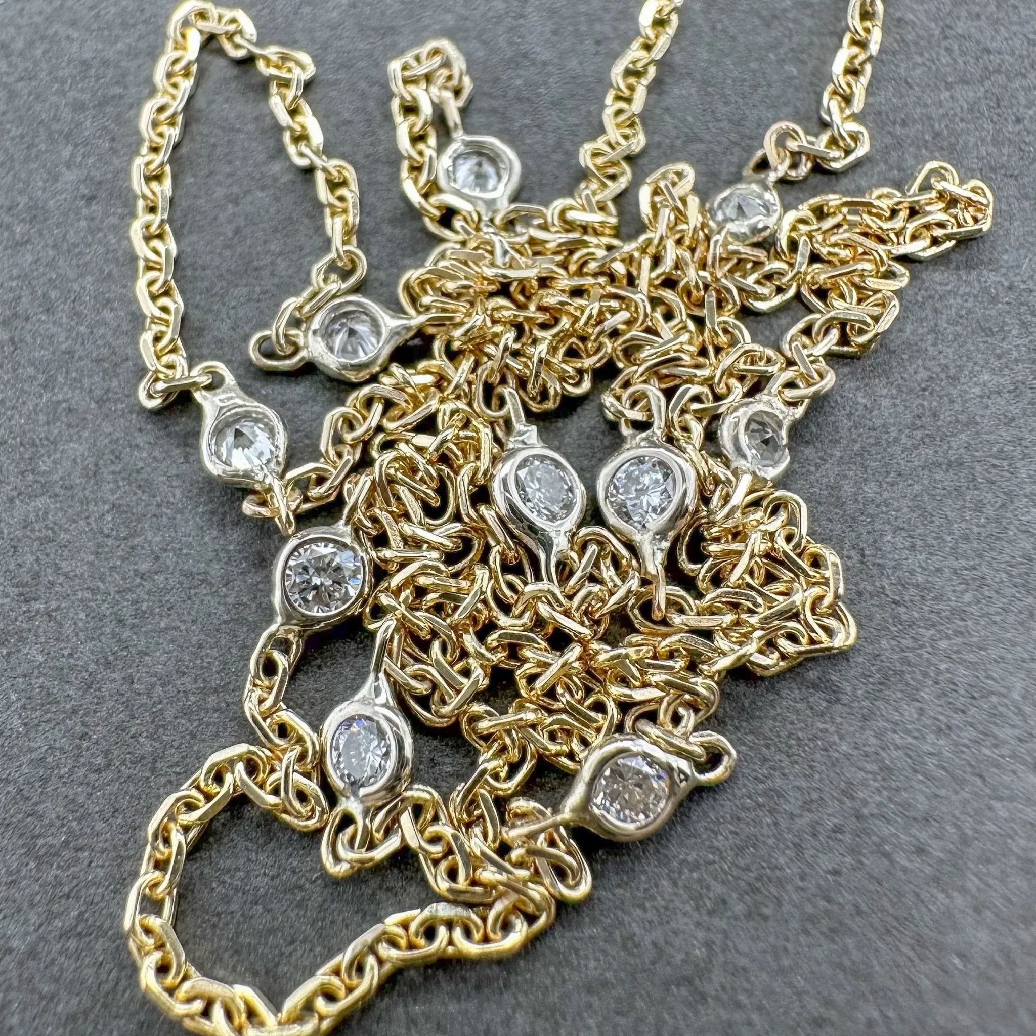 Estate 14K TT Gold 0.35ctw G-H/VS2-SI1 Diamonds By The Yard Necklace