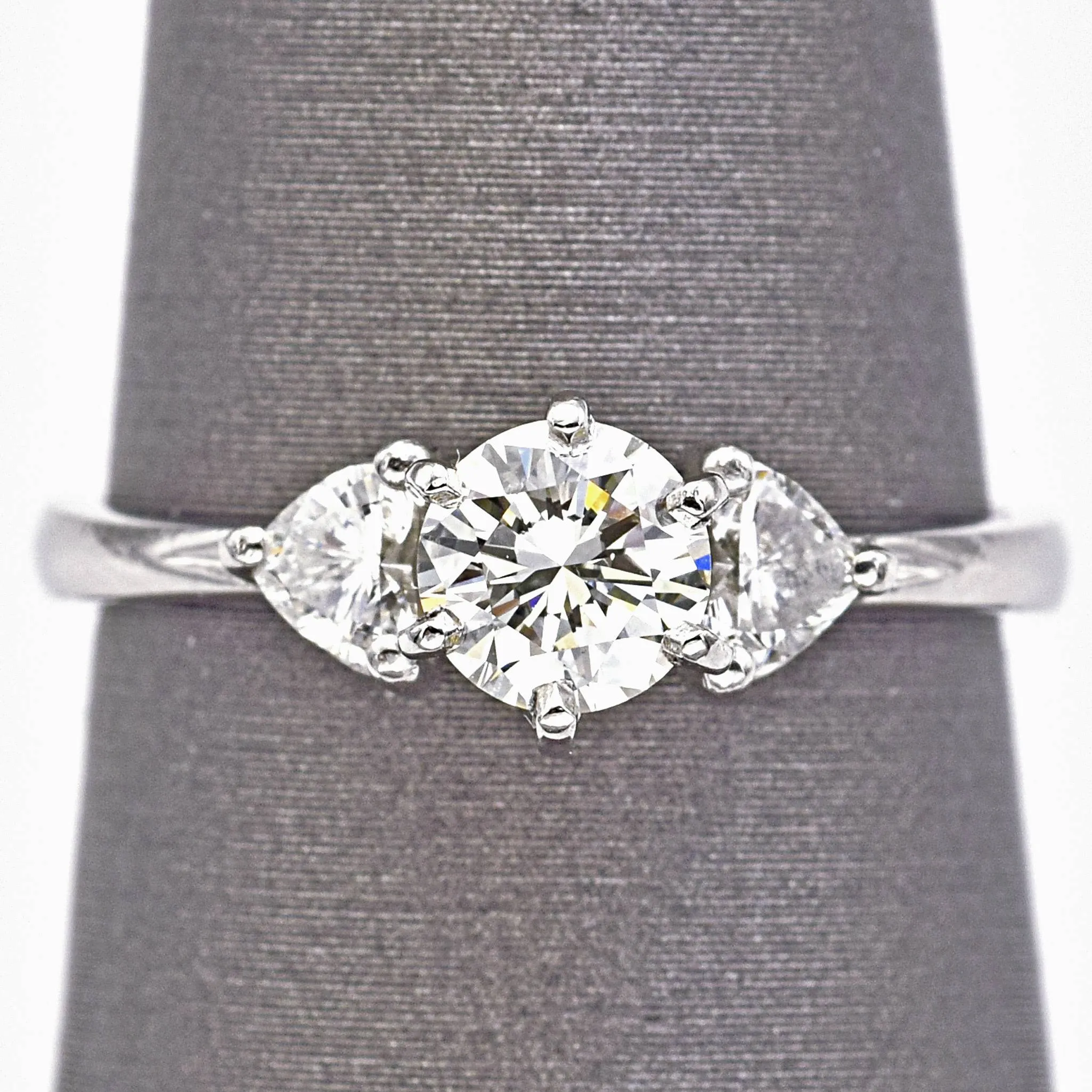 Estate Platinum 0.56 Ct Diamond Three-Stone Band Ring 4.6 Grams Size 6.25 F/G VS-1