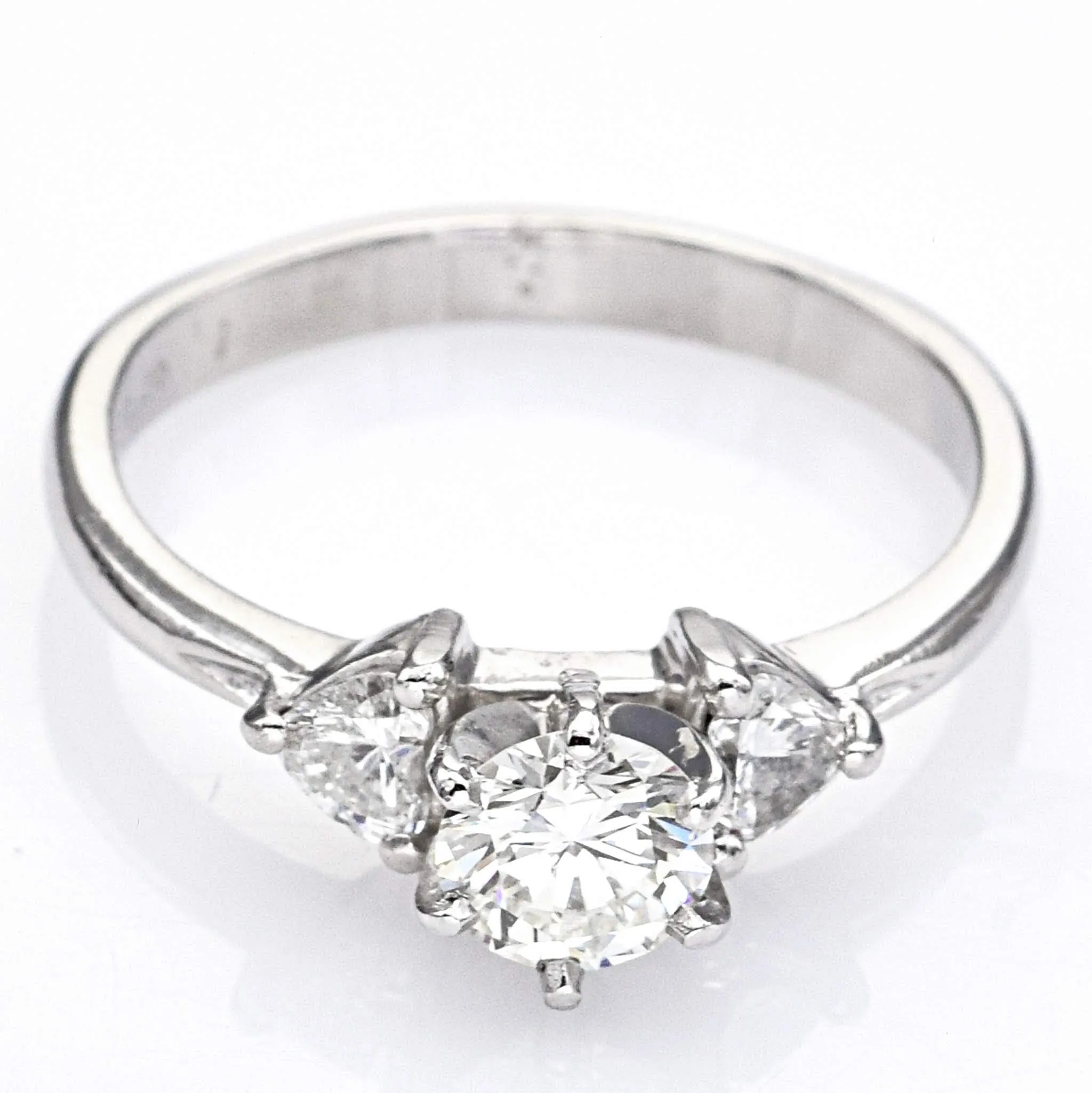 Estate Platinum 0.56 Ct Diamond Three-Stone Band Ring 4.6 Grams Size 6.25 F/G VS-1