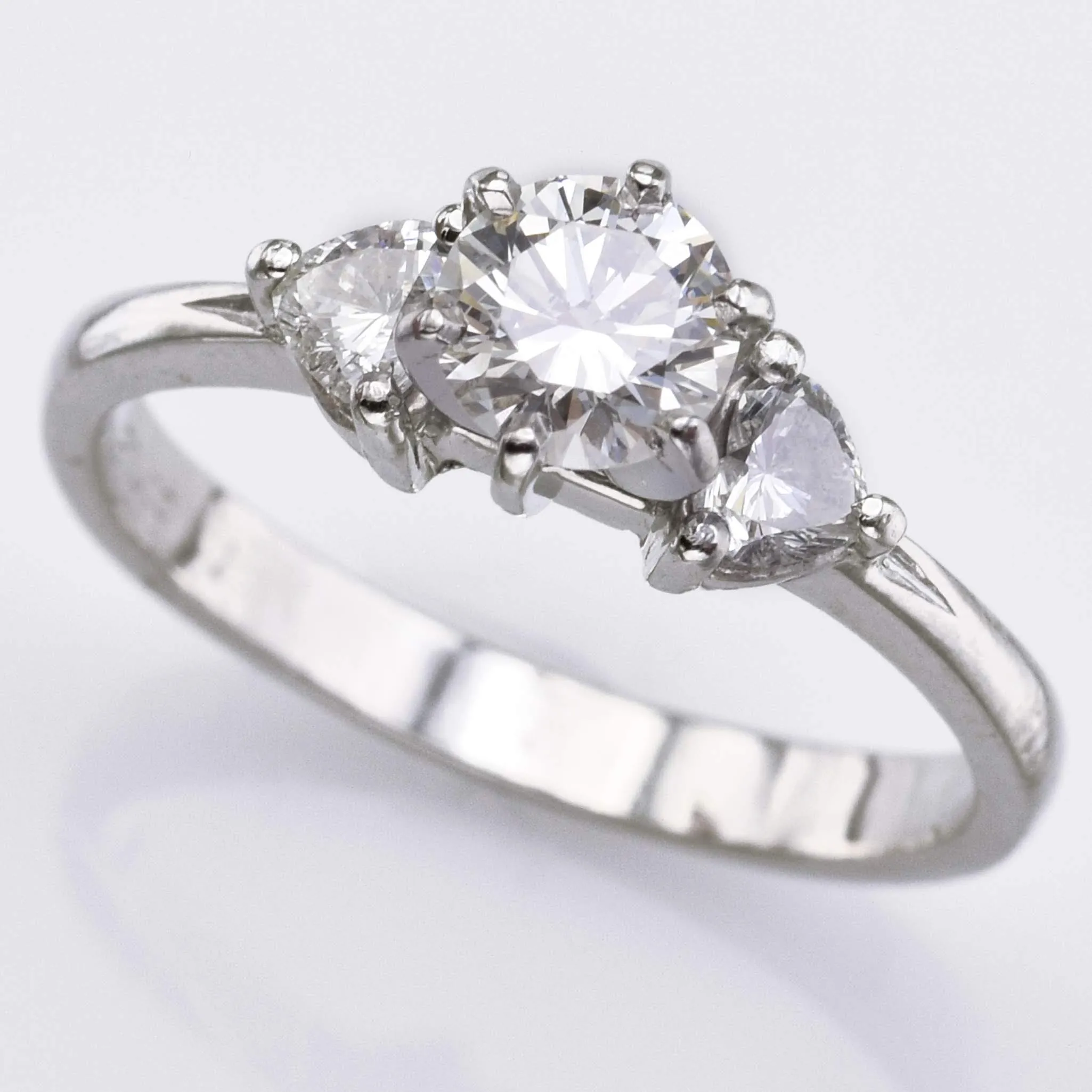 Estate Platinum 0.56 Ct Diamond Three-Stone Band Ring 4.6 Grams Size 6.25 F/G VS-1