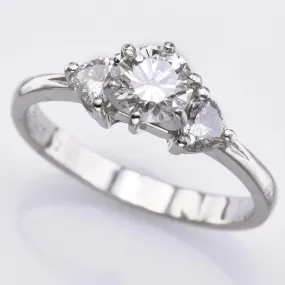 Estate Platinum 0.56 Ct Diamond Three-Stone Band Ring 4.6 Grams Size 6.25 F/G VS-1