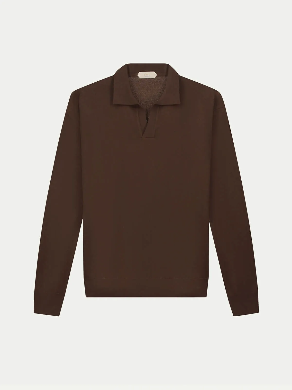 Extrafine Merino Buttonless Polo Brown