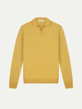 Extrafine Merino Buttonless Polo Mustard