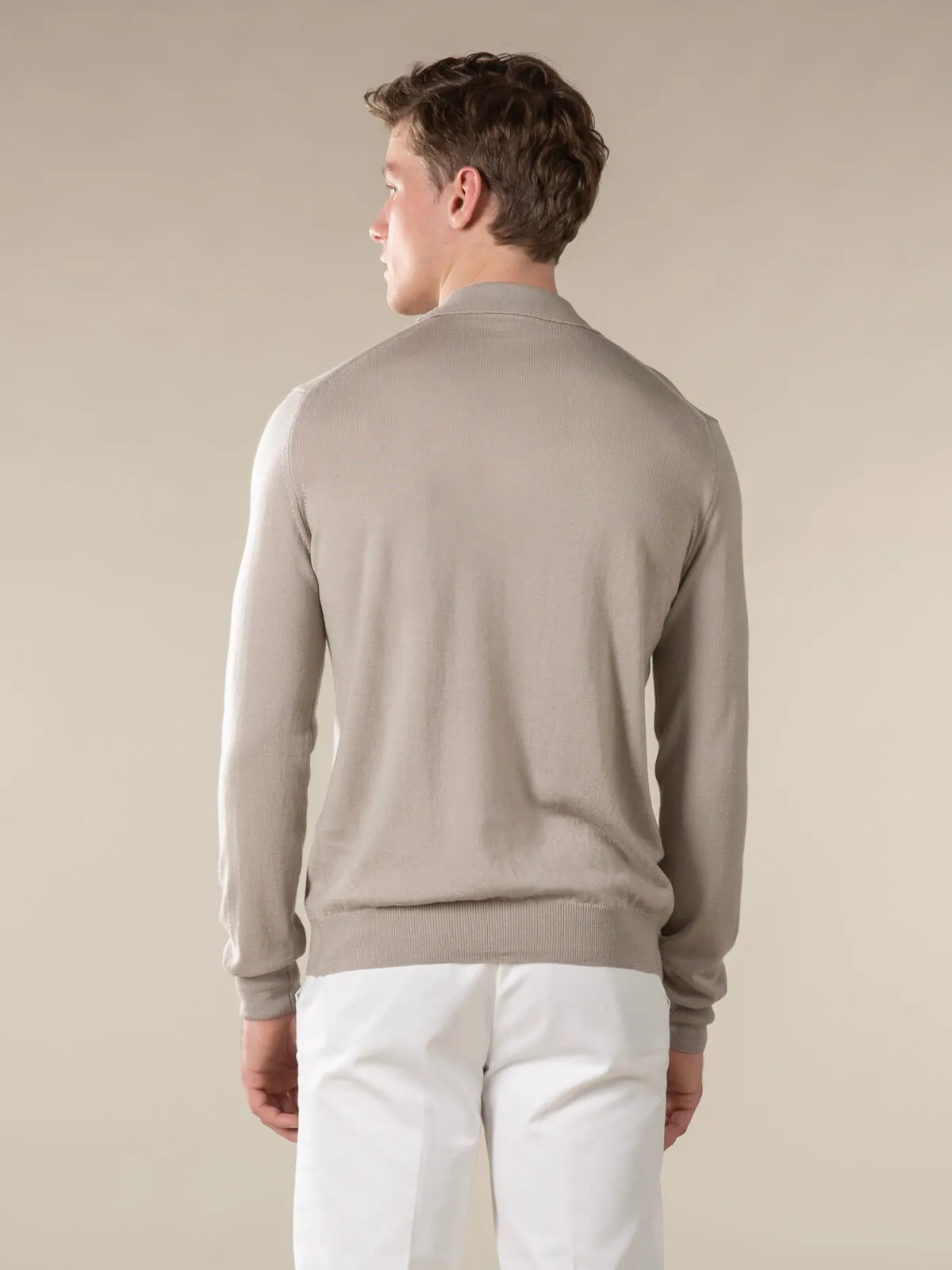 Extrafine Merino Polo Greige