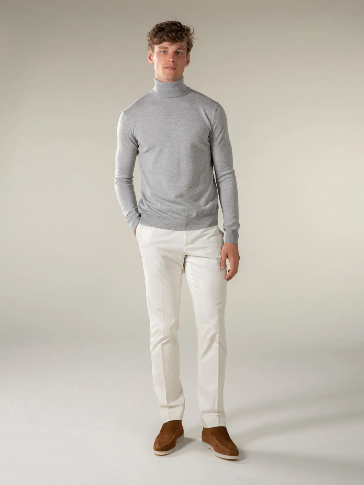 Extrafine Merino Rollneck Light Grey