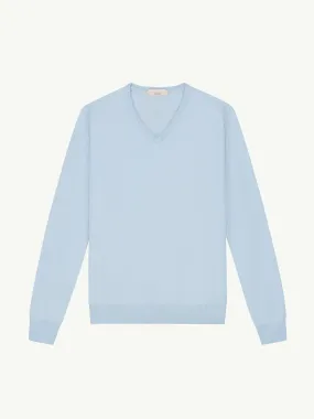 Extrafine Merino V-Neck Light Blue