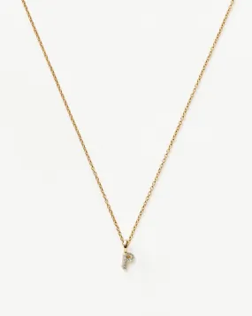 Fine Diamond Initial Mini Pendant Necklace - P | 14k Solid Yellow Gold Plated/Diamond