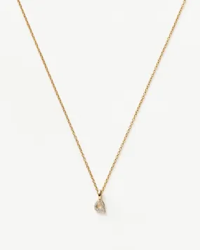 Fine Diamond Initial Mini Pendant Necklace - Q | 14k Solid Yellow Gold Plated/Diamond