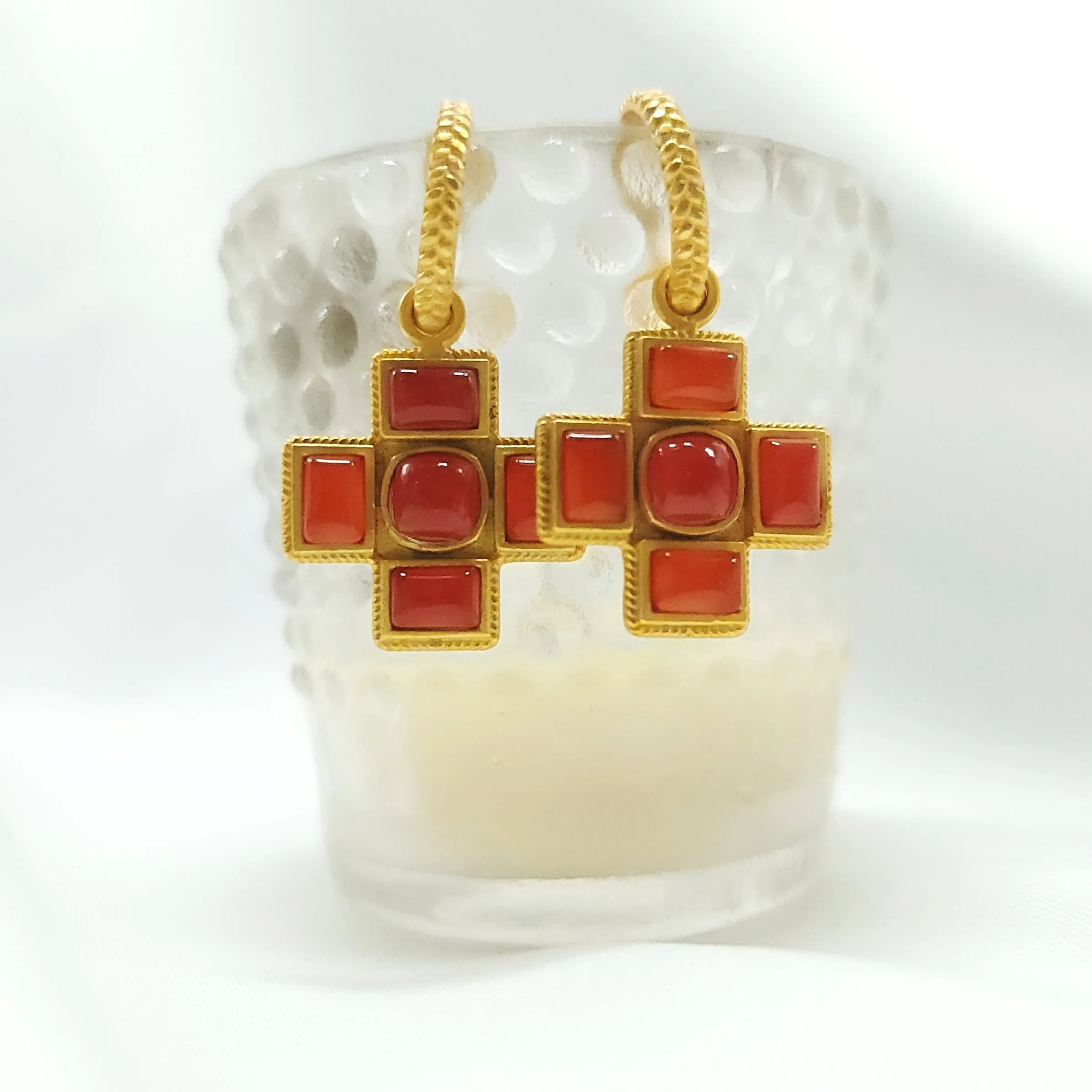 God Heals Hoop Earrings Red