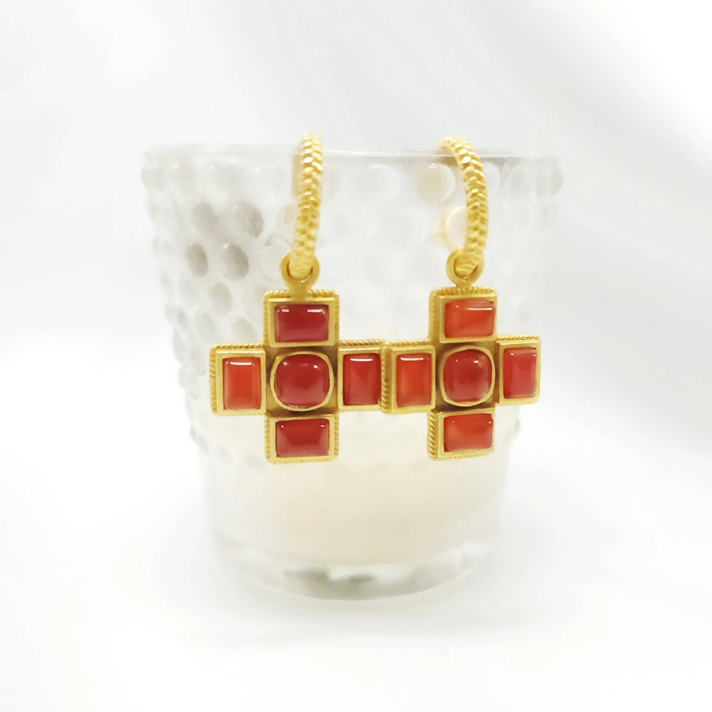 God Heals Hoop Earrings Red