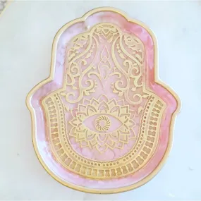 Hamsa Hand of Fatima Trinket Dish - Pink