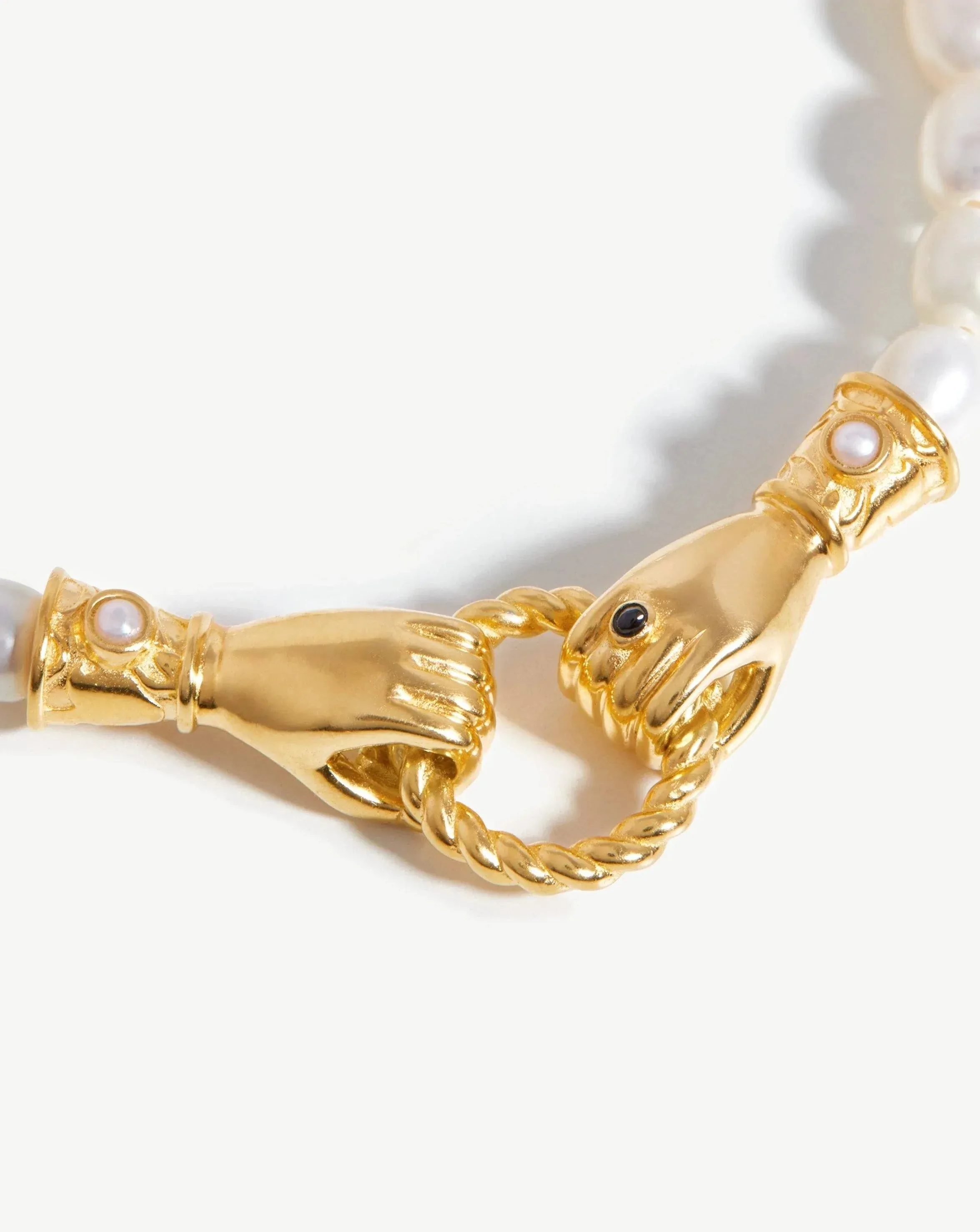 Harris Reed In Good Hands Pearl Bracelet | 18ct Gold Plated/Pearl & Black Onyx