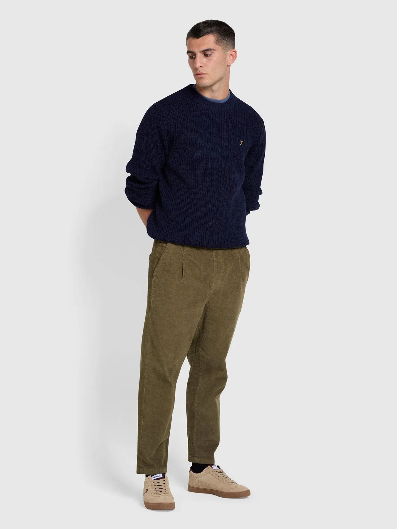 Stylish True Navy Crew Neck Jumper with Tipped Detailing