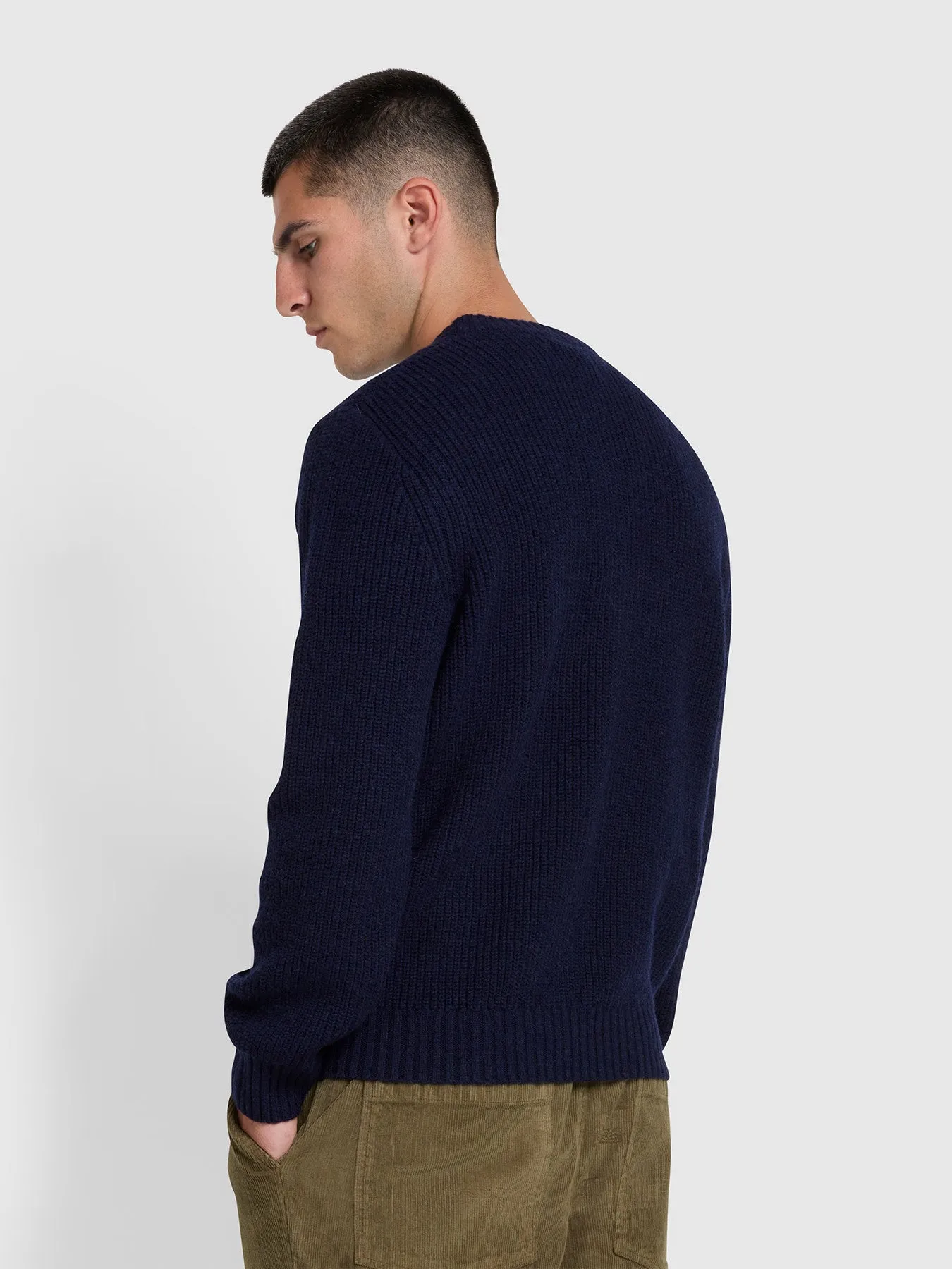 Stylish True Navy Crew Neck Jumper with Tipped Detailing