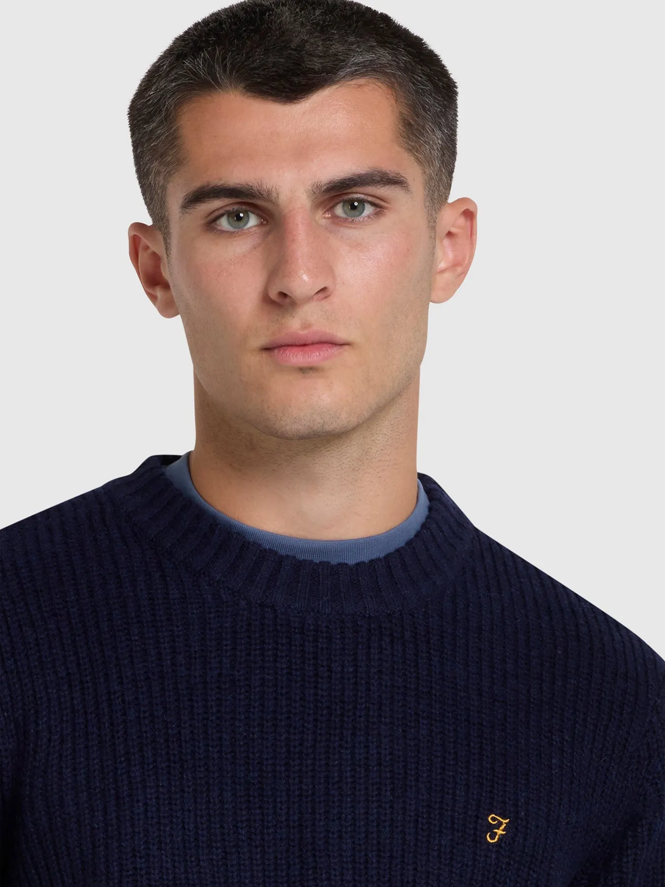 Stylish True Navy Crew Neck Jumper with Tipped Detailing