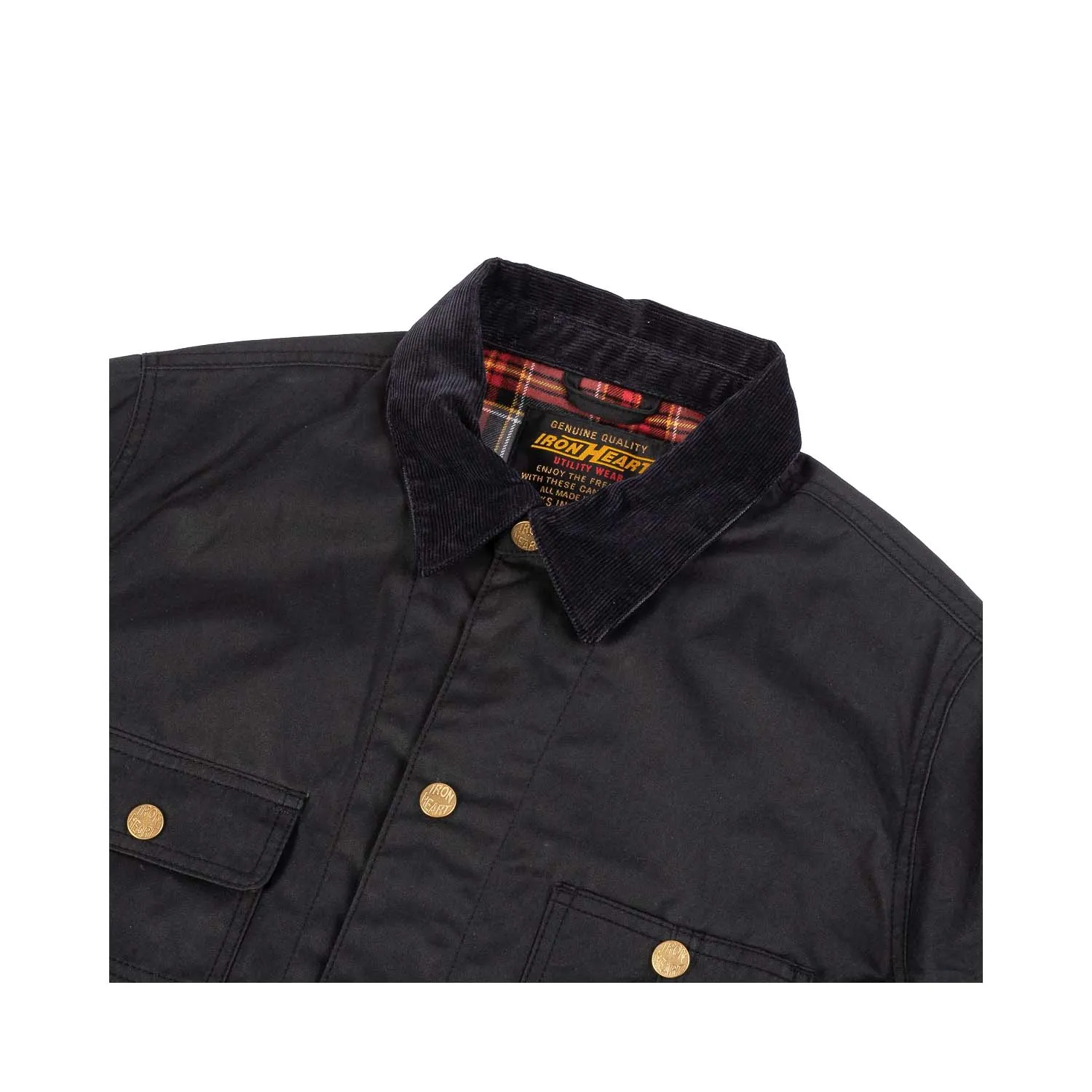 Iron Heart IHJ-104-BLK 7.7oz Oiled Cotton Chore Jacket Black FINAL SALE