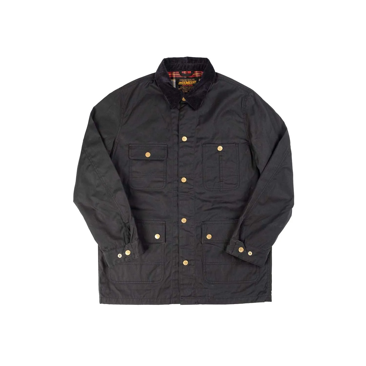 Iron Heart IHJ-104-BLK 7.7oz Oiled Cotton Chore Jacket Black FINAL SALE