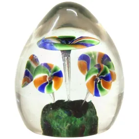 Italian Midcentury Murano Art Glass Paperweight with Floral Motif