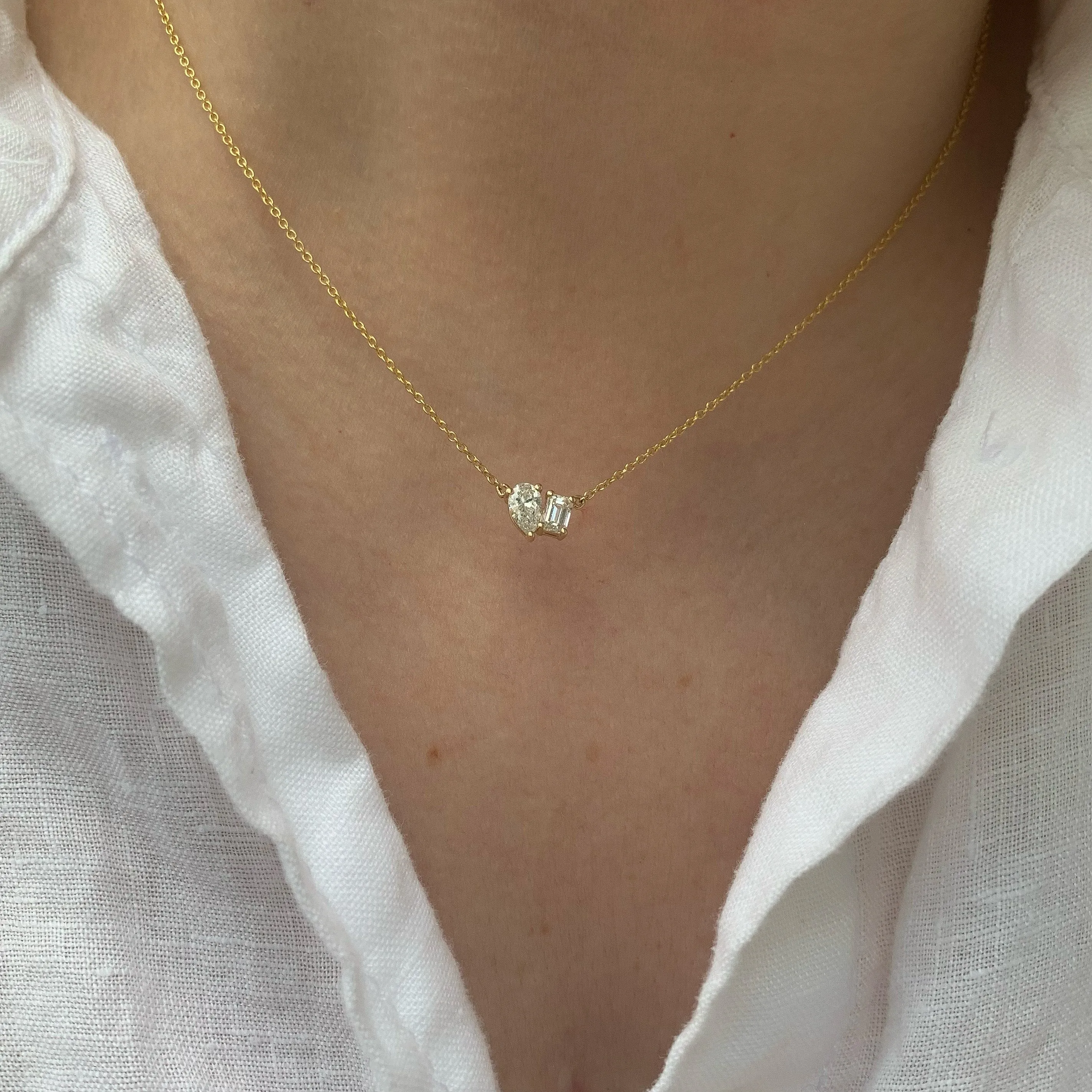 Lab Created Diamond 14K Gold Toi Et Moi Necklace